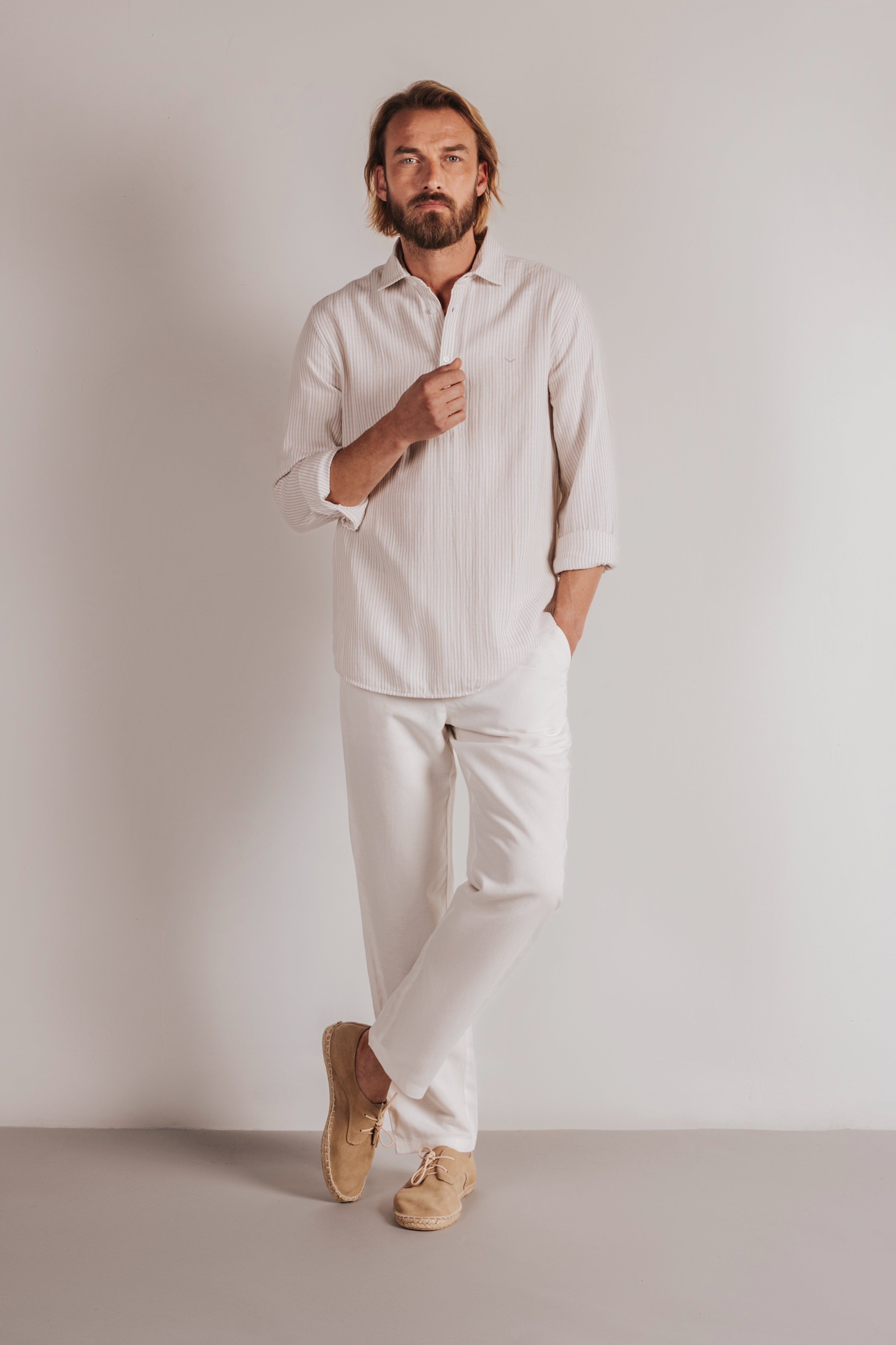 Camisa regular fit rayas bambula