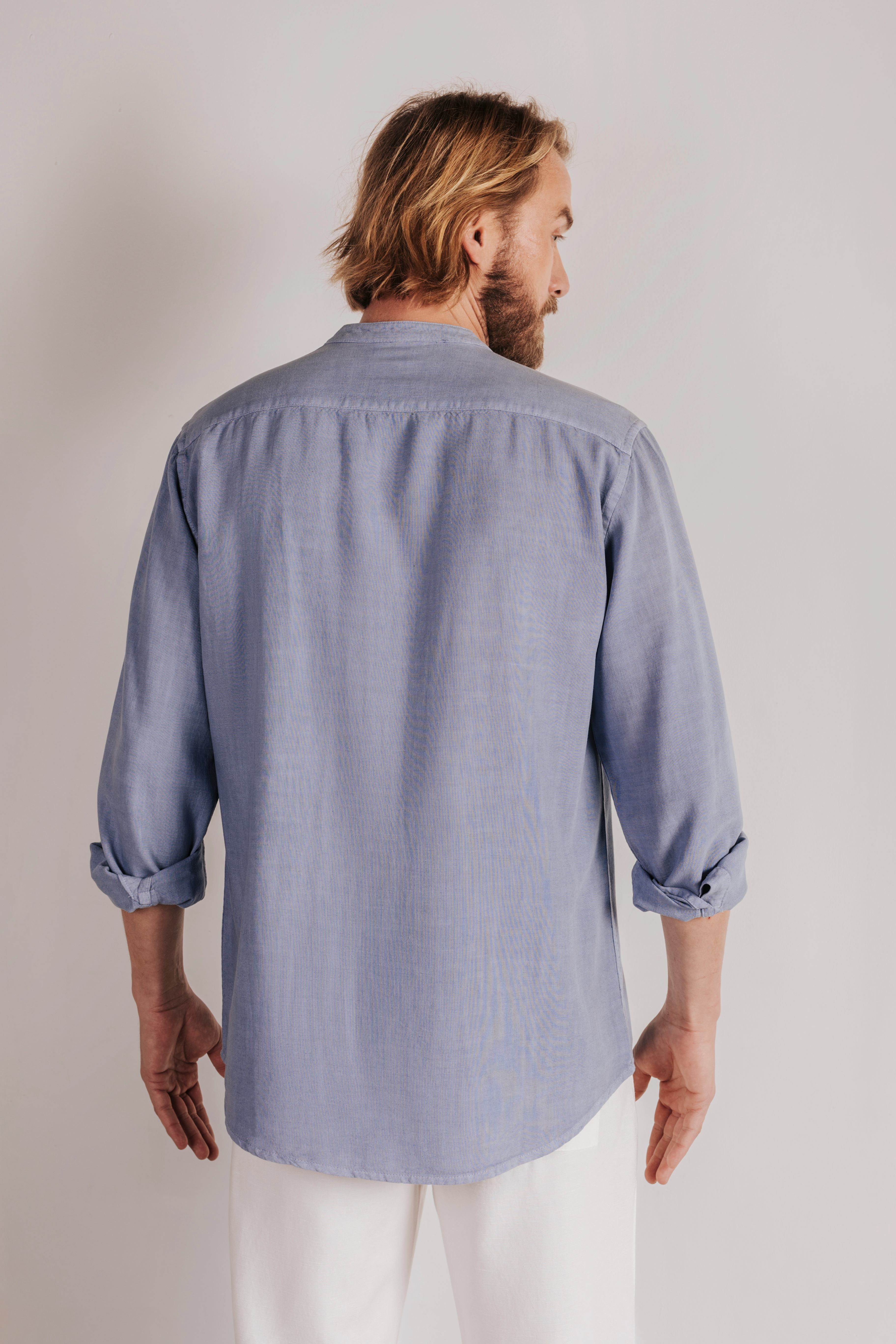 Camisa lino cuello mao