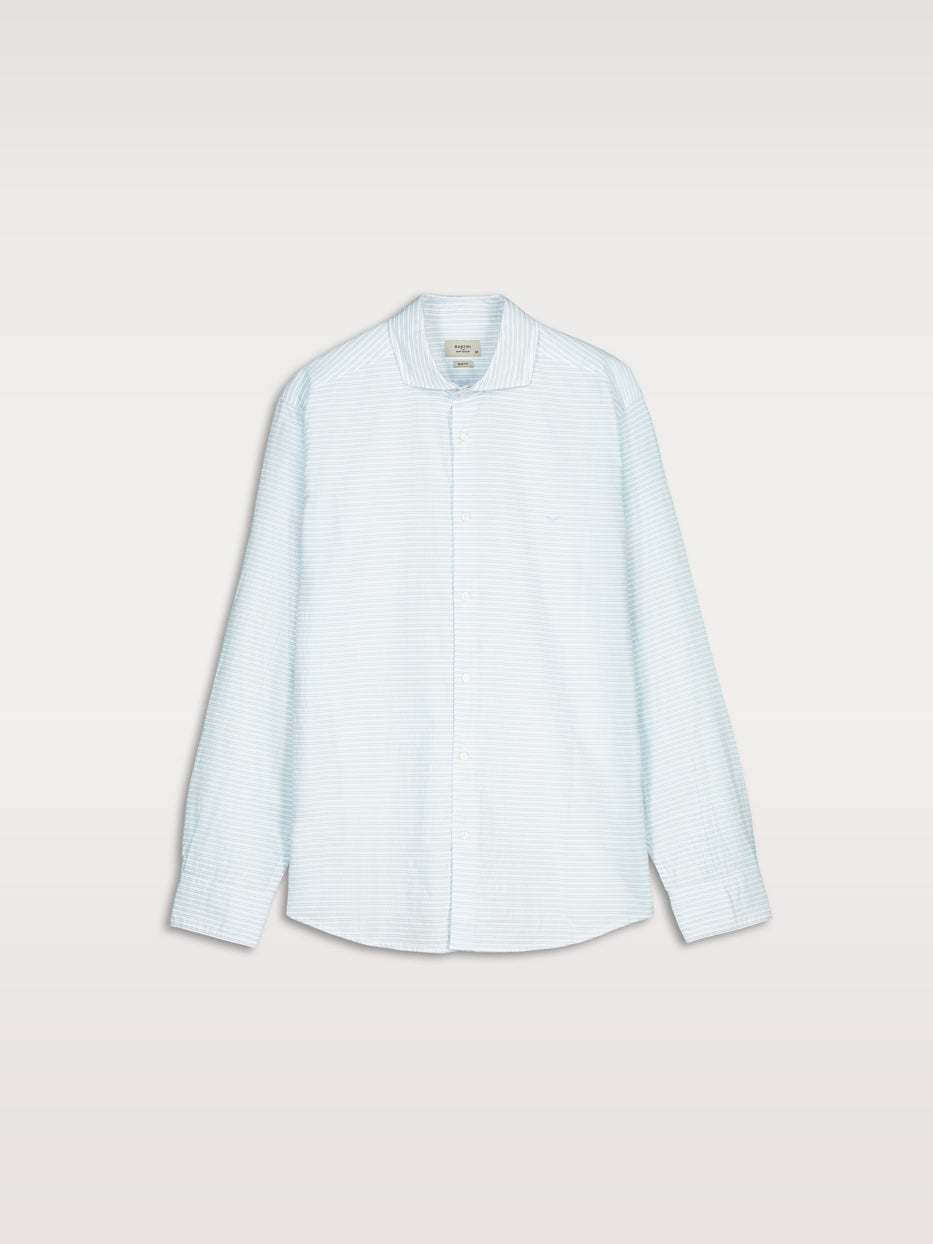 Camisa slim rayas seersucker