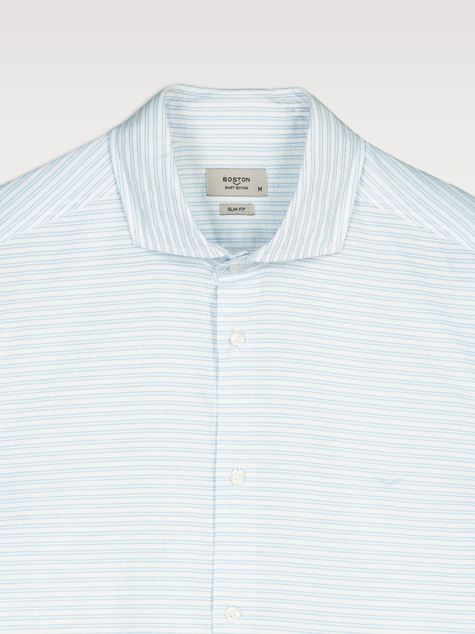Camisa slim rayas seersucker