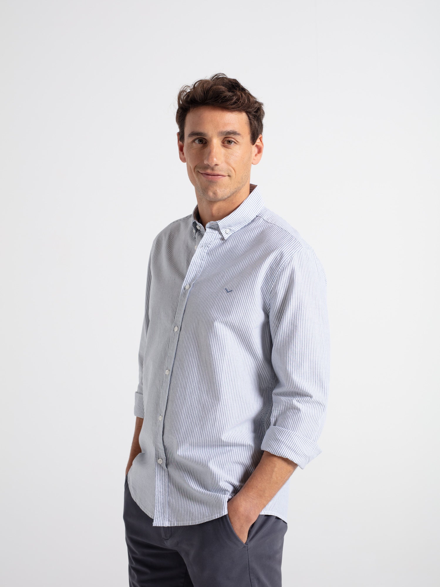 Camisa algodón regular rayas