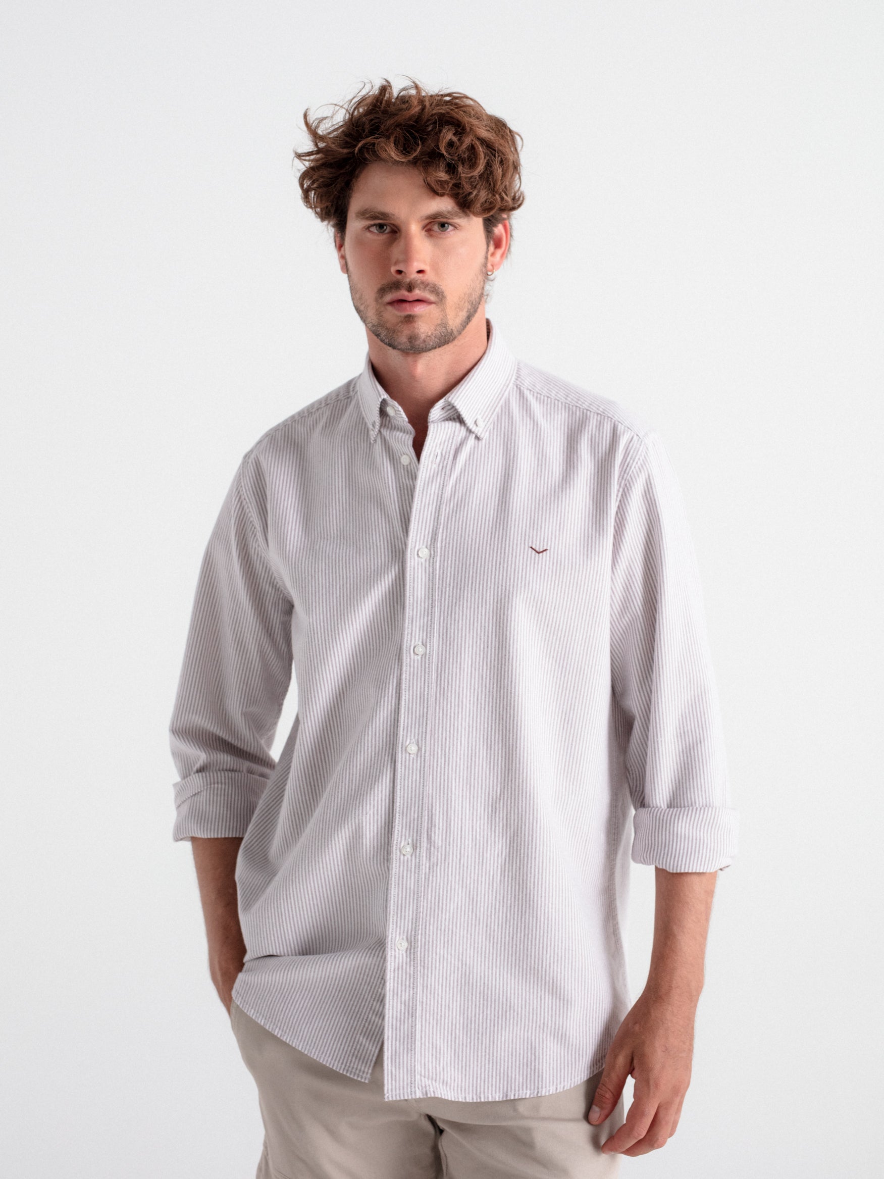 Camisa regular oxford rayas