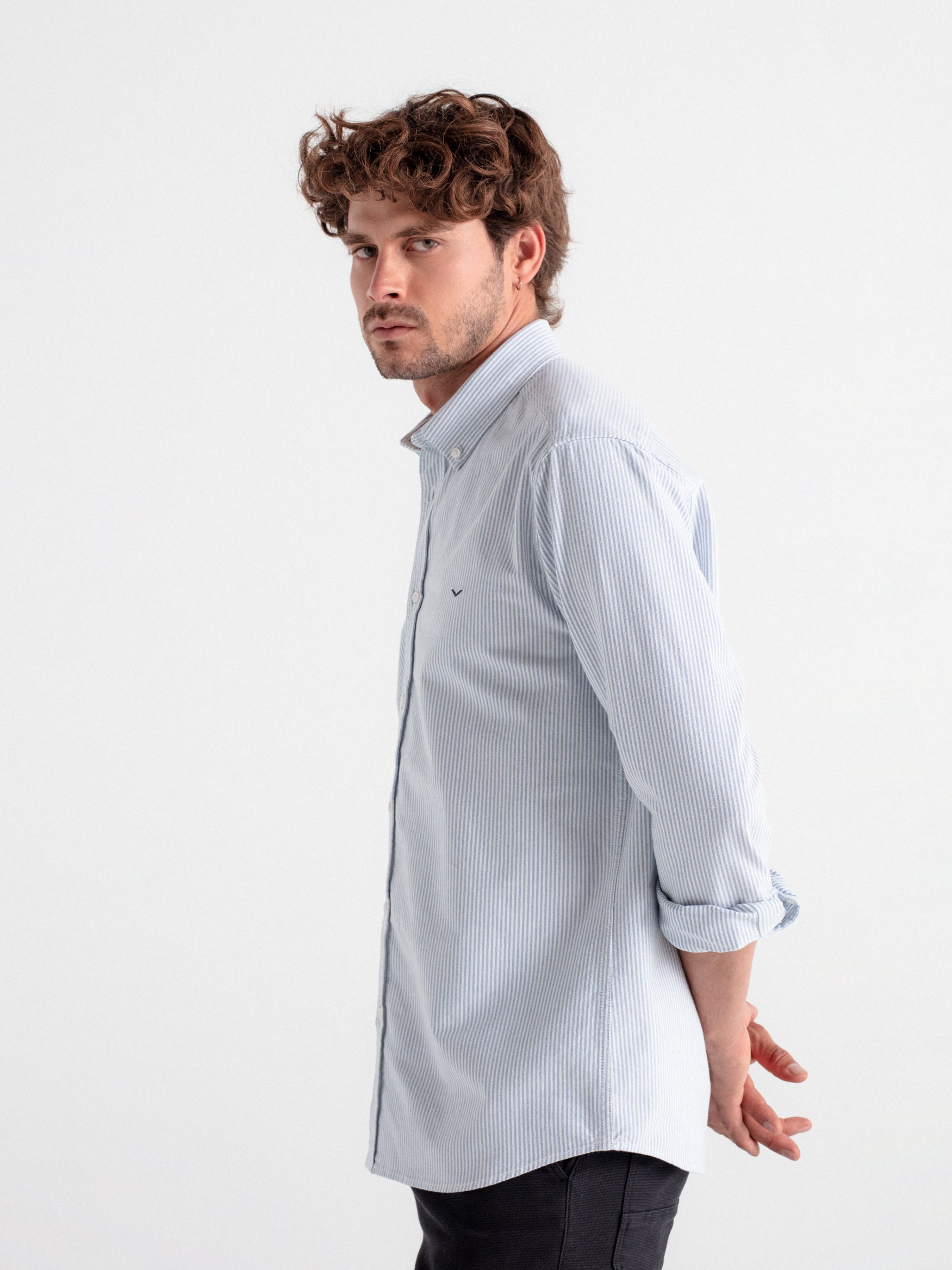 Camisa regular oxford rayas