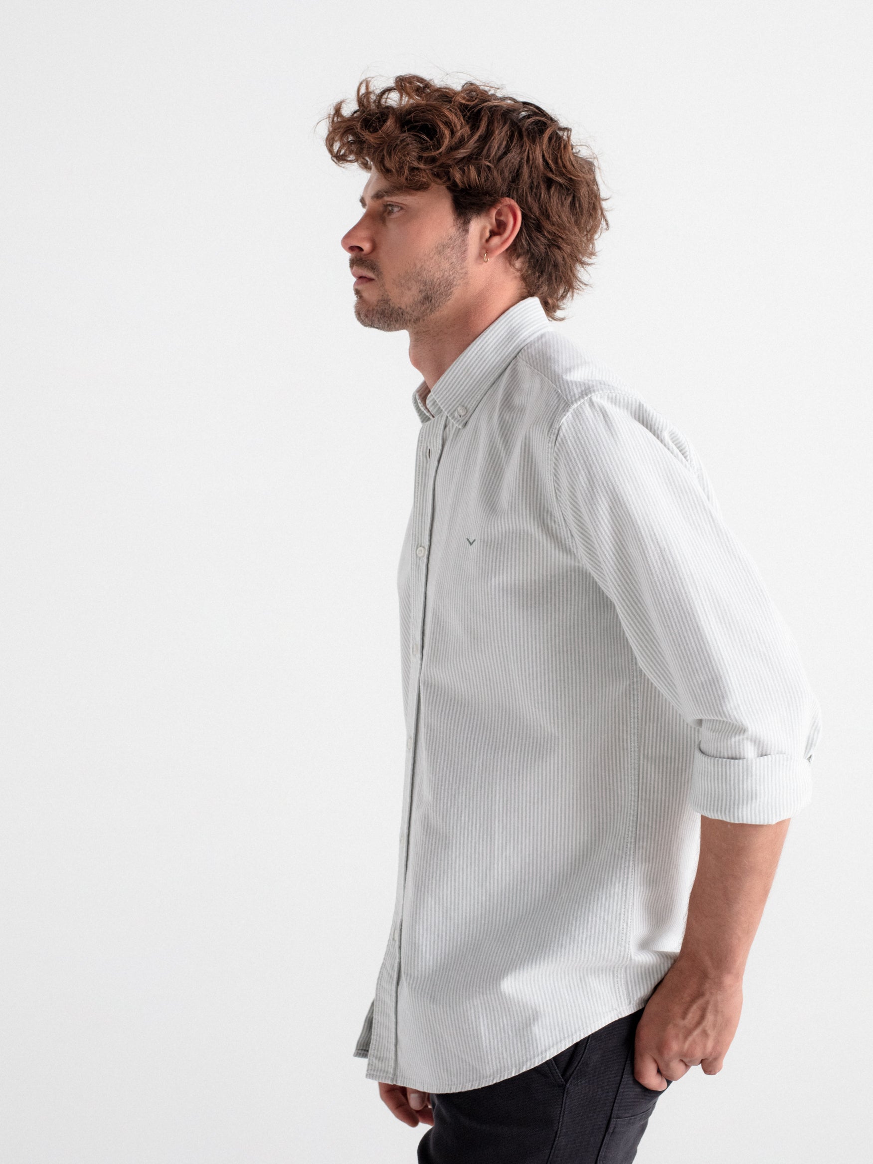 Camisa regular oxford rayas
