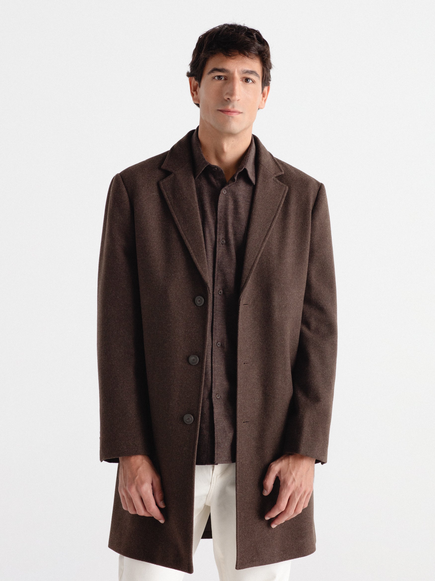 Abrigo lana cuello solapa