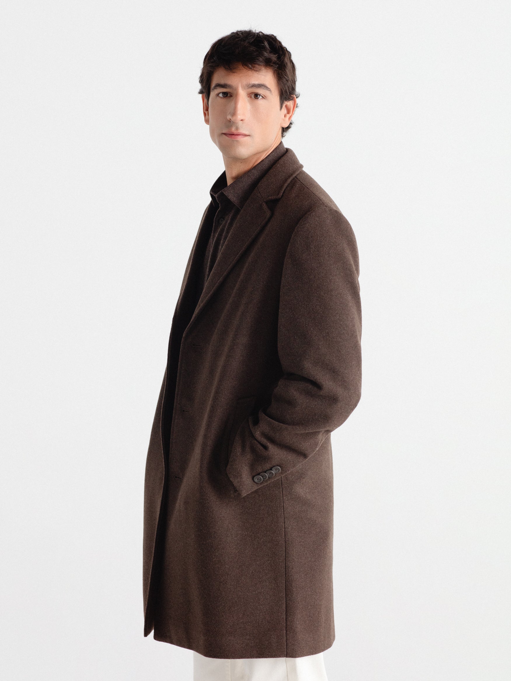 Abrigo lana cuello solapa