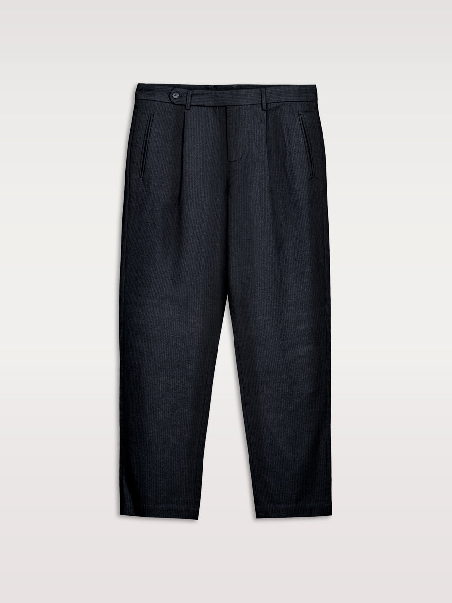 Diplomatic stripe pleated trousers