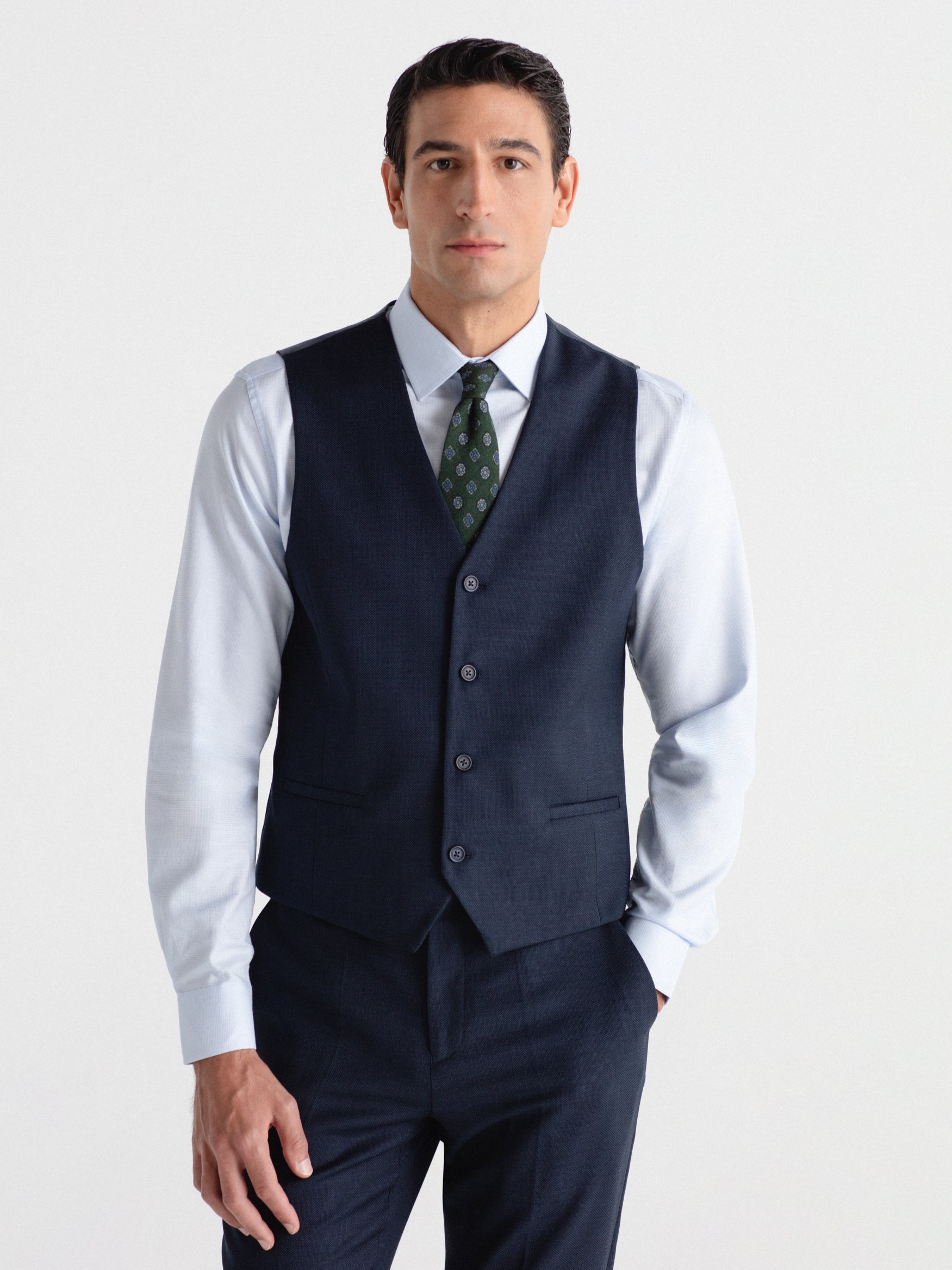 Chaleco slim fit lana ojo de perdiz