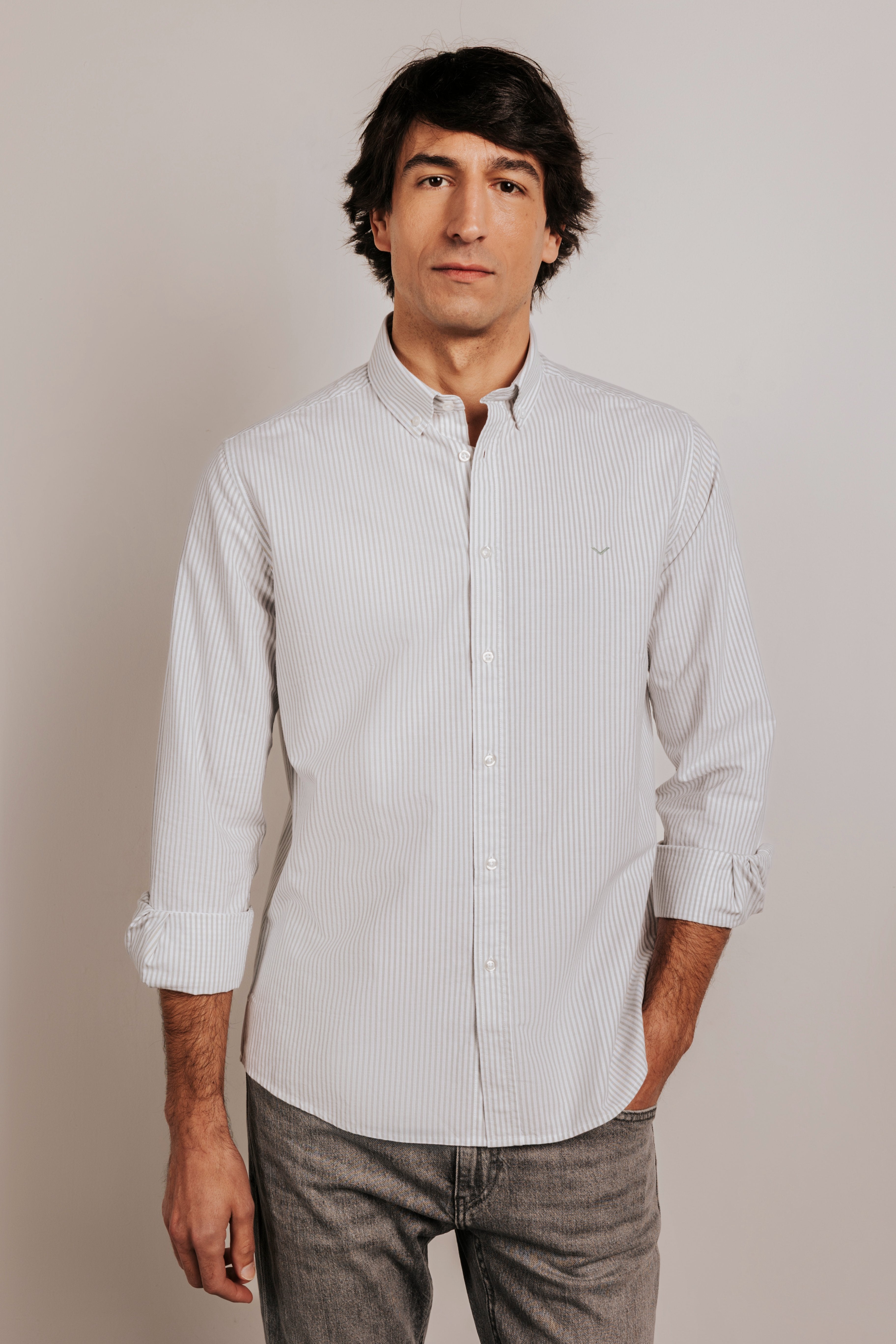 Camisa regular oxford rayas