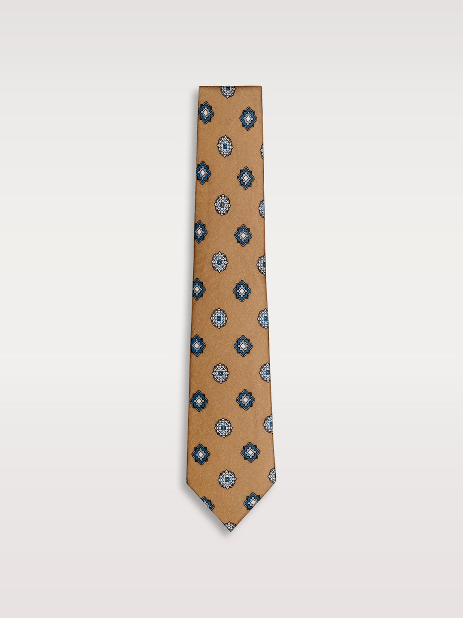Corbata 100% lino medallones