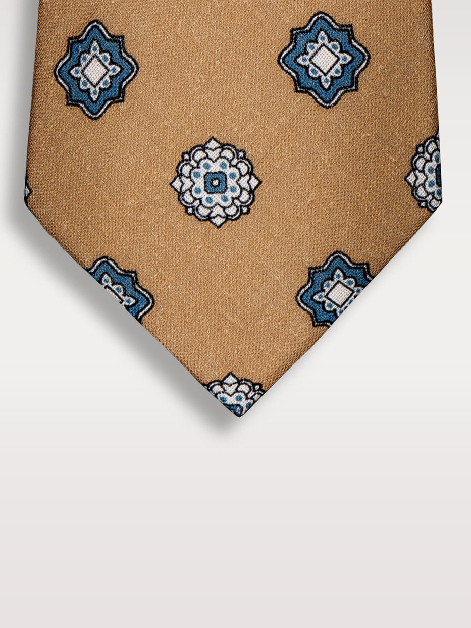 Corbata 100% lino medallones