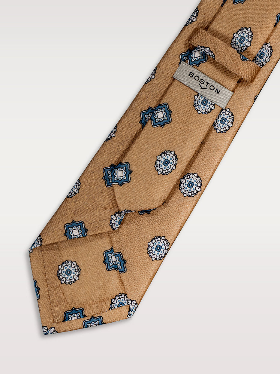 Corbata 100% lino medallones