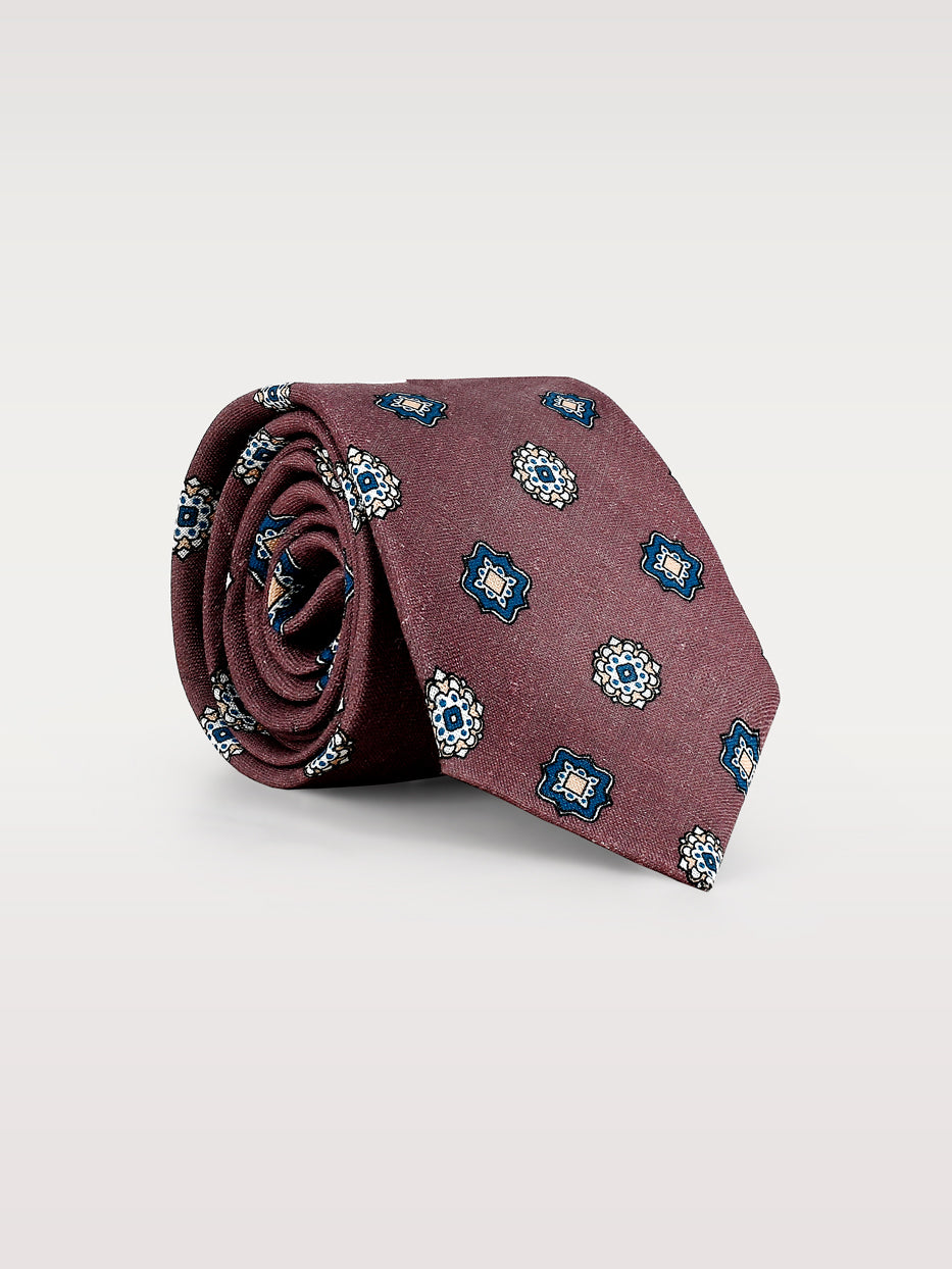 Corbata 100% lino medallones