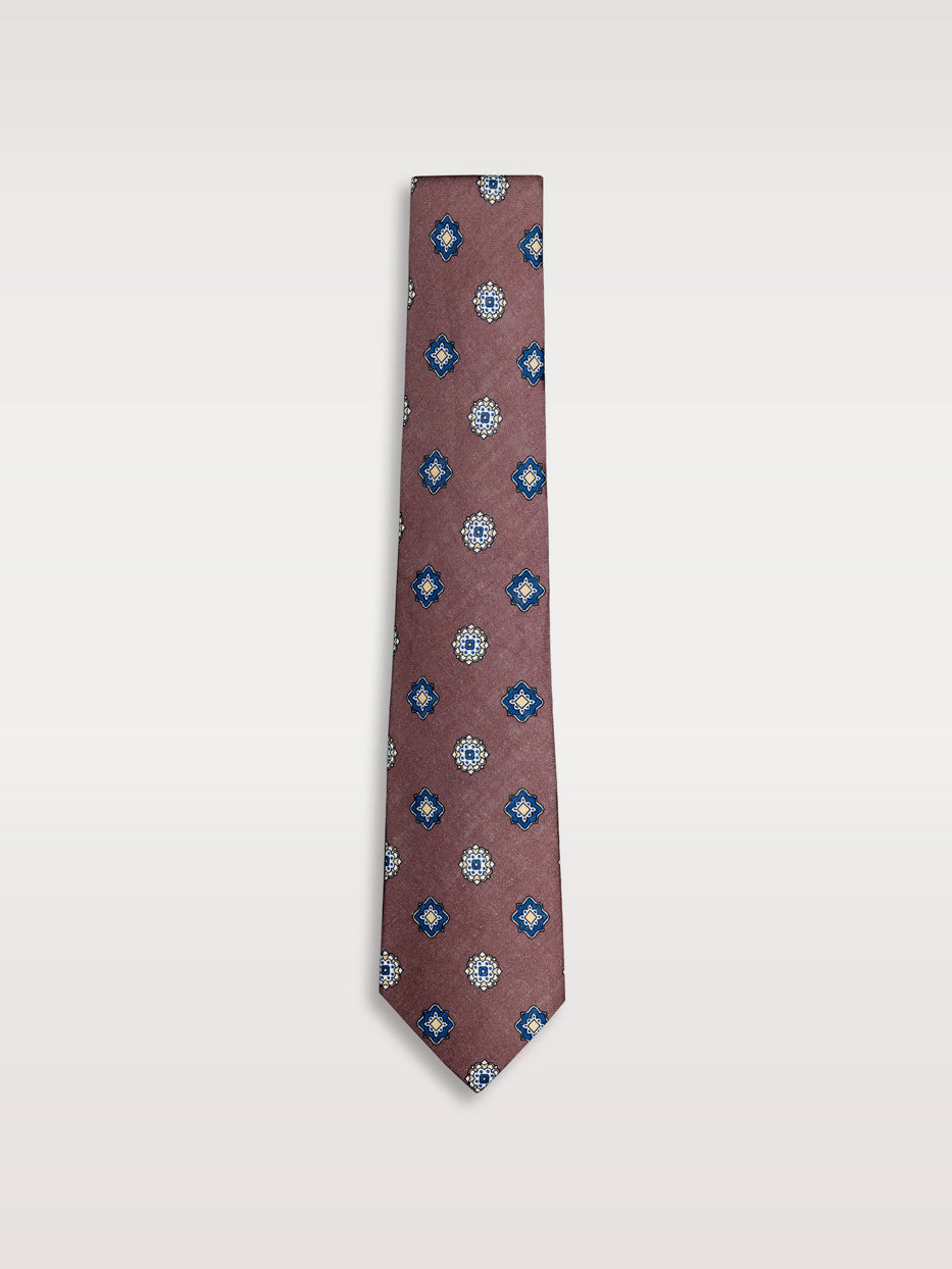 Corbata 100% lino medallones