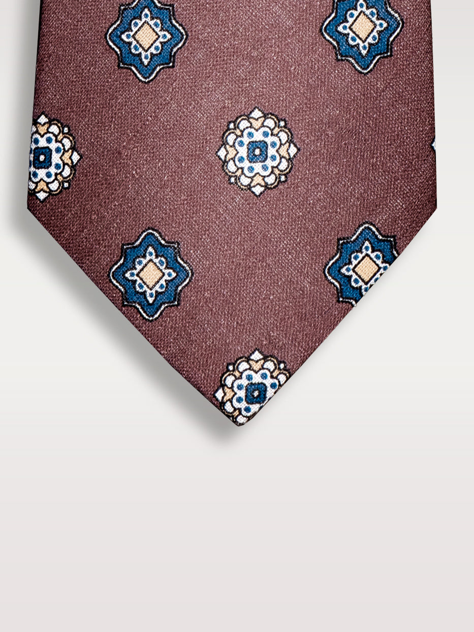 Corbata 100% lino medallones