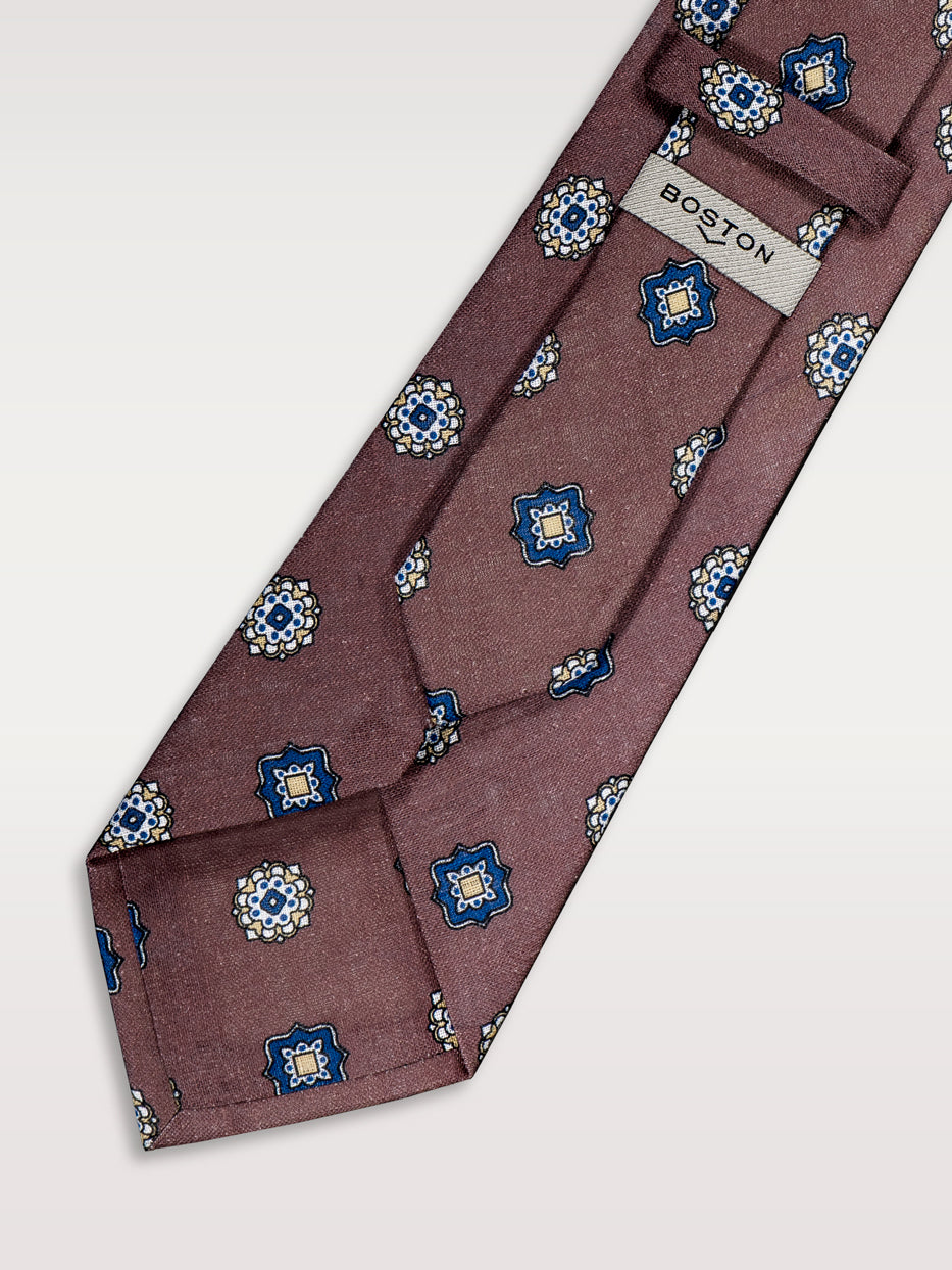 Corbata 100% lino medallones