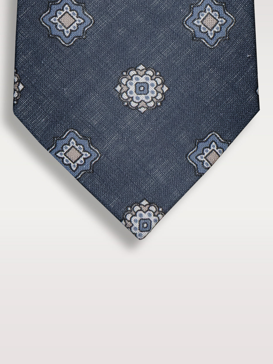 Corbata 100% lino medallones
