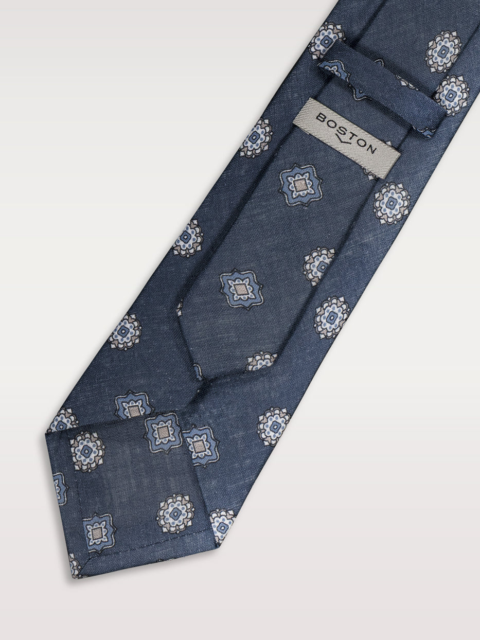 Corbata 100% lino medallones