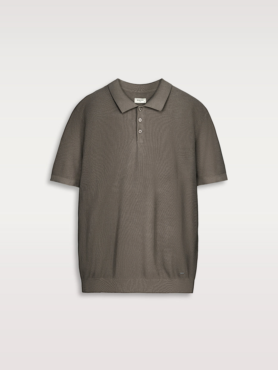 Polo shirt, short sleeve, structured knit