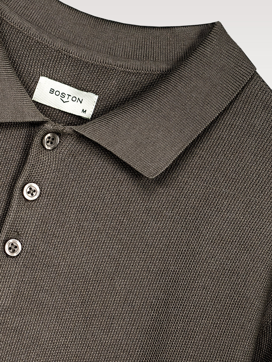 Polo shirt, short sleeve, structured knit