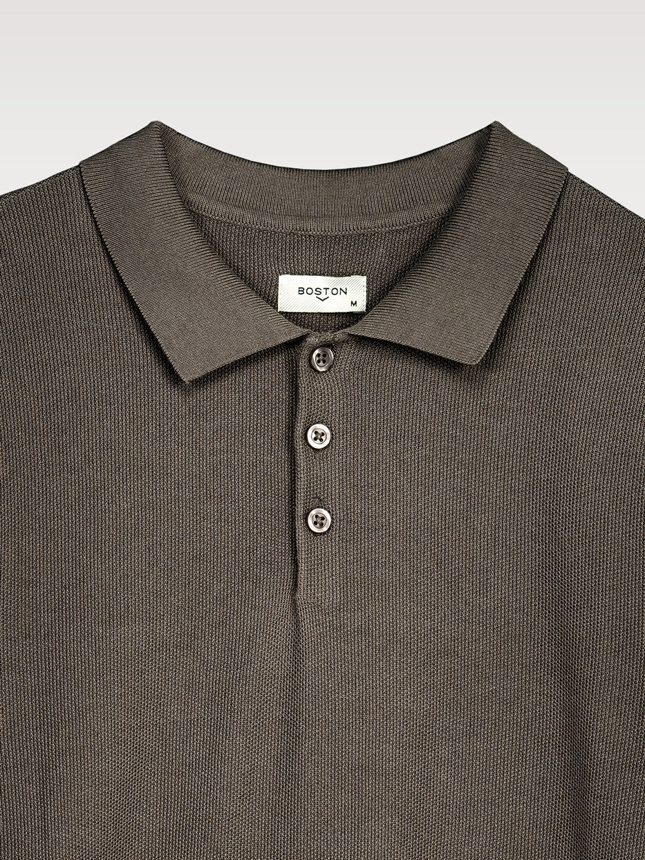 Polo shirt, short sleeve, structured knit
