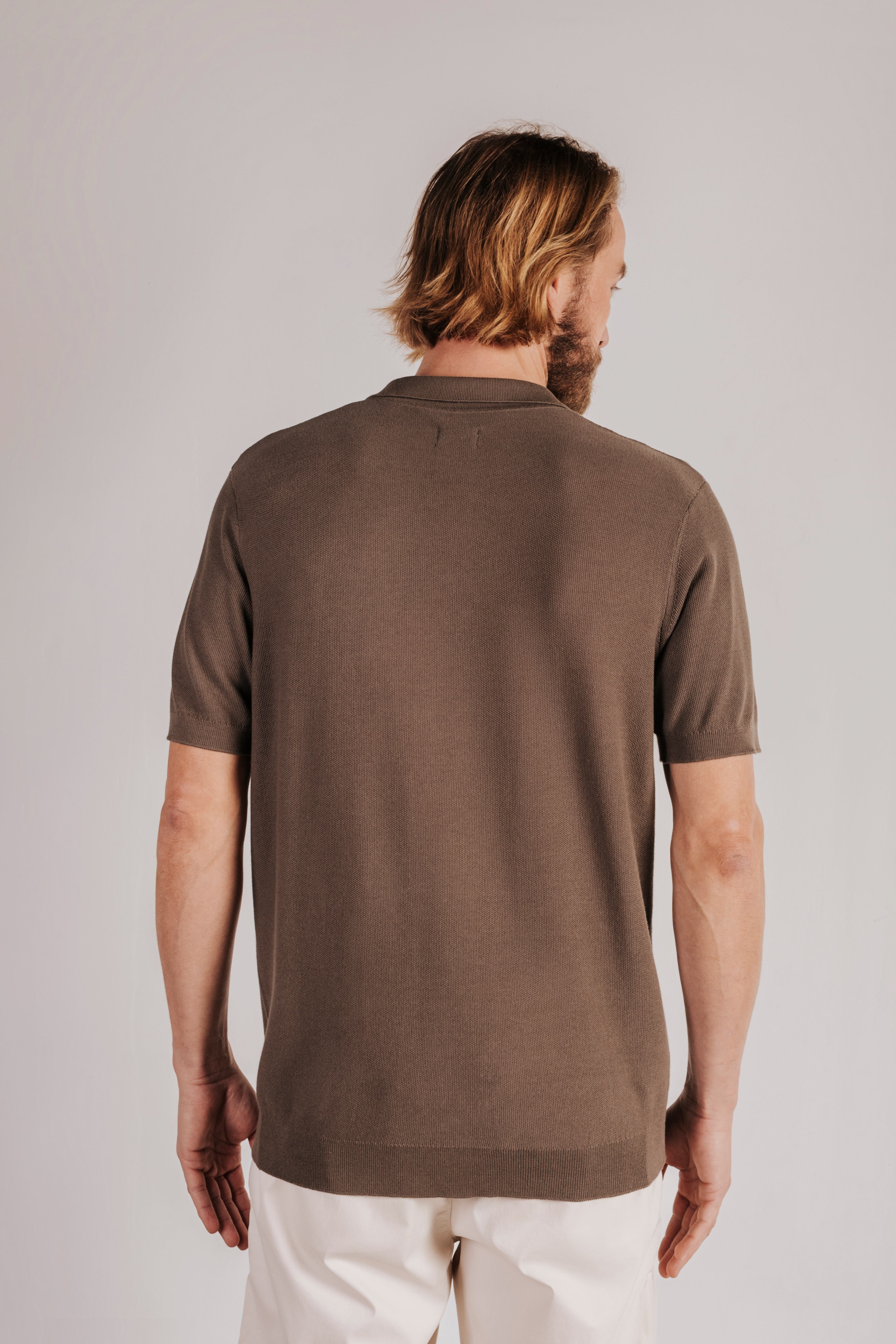 Polo shirt, short sleeve, structured knit