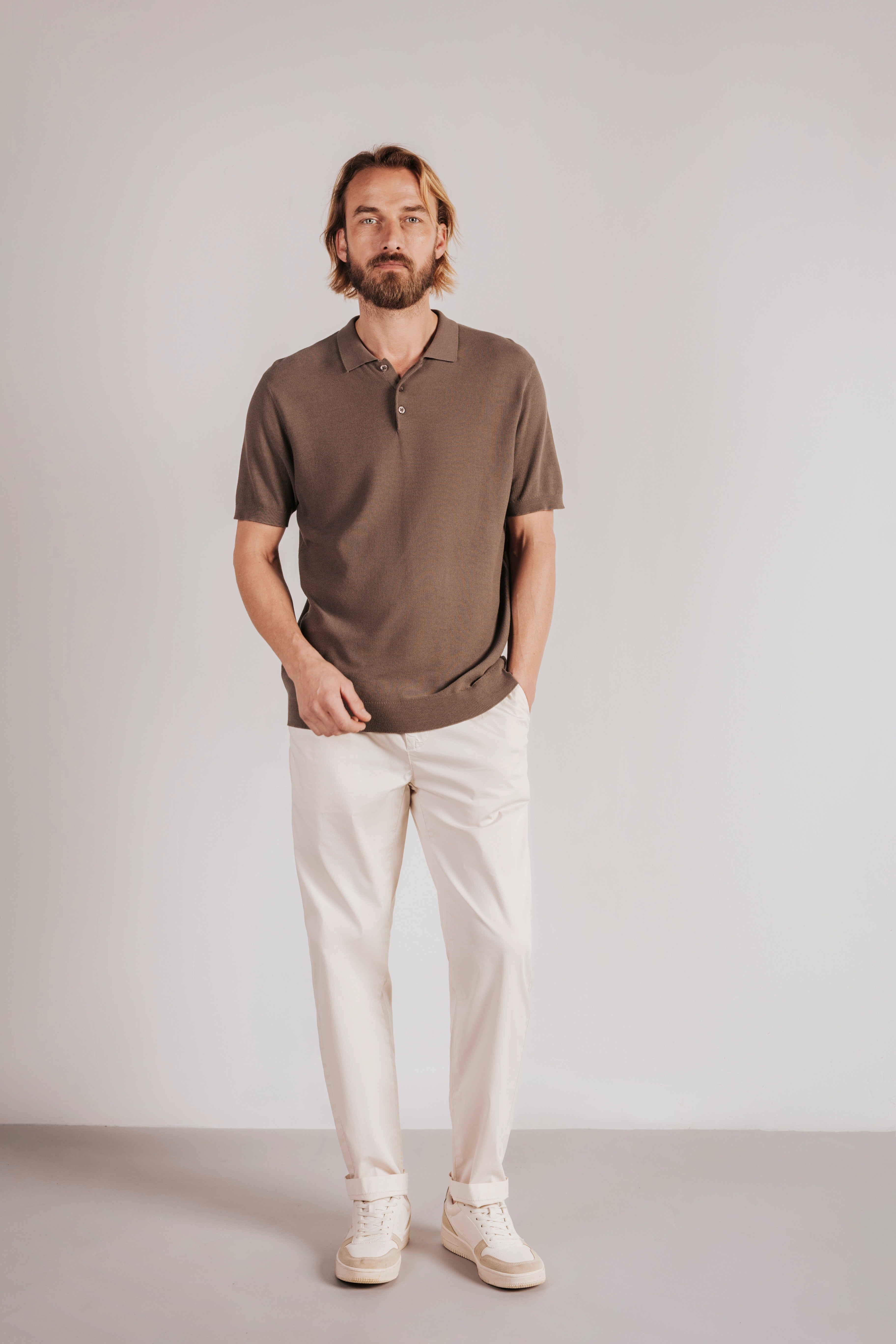 Polo shirt, short sleeve, structured knit