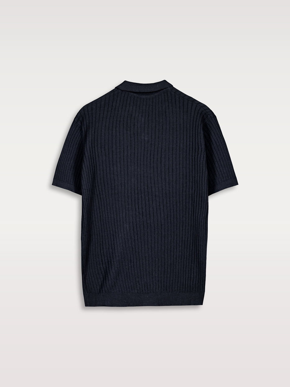 Canal-knit polo shirt with short sleeves