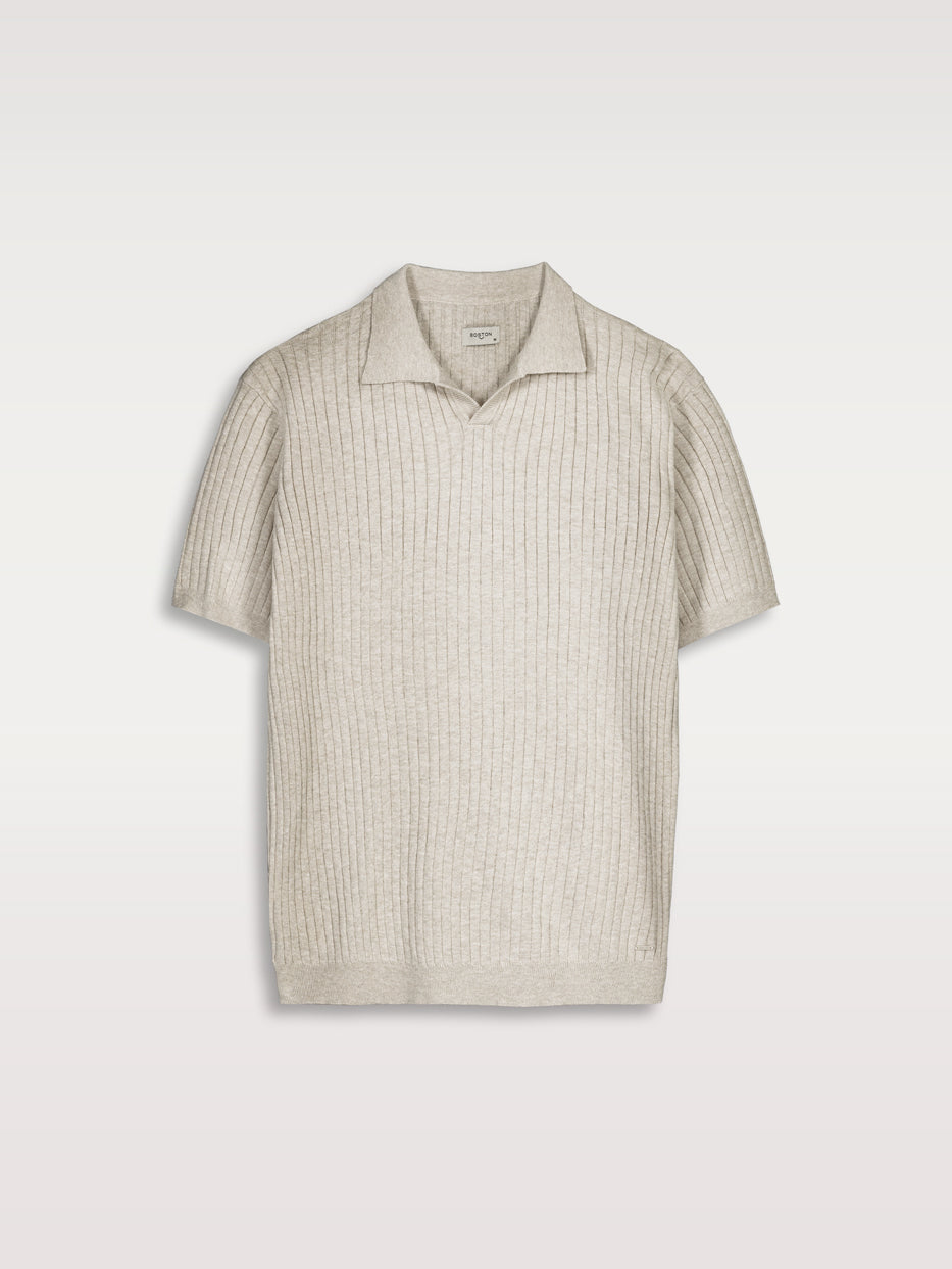 Canal-knit polo shirt with short sleeves