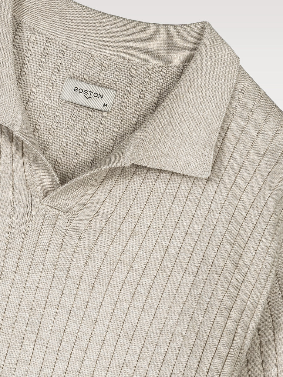 Canal-knit polo shirt with short sleeves