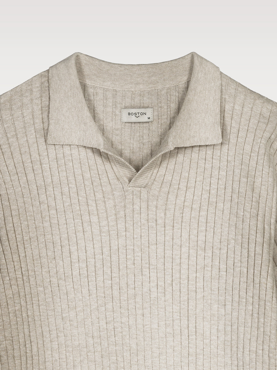 Canal-knit polo shirt with short sleeves