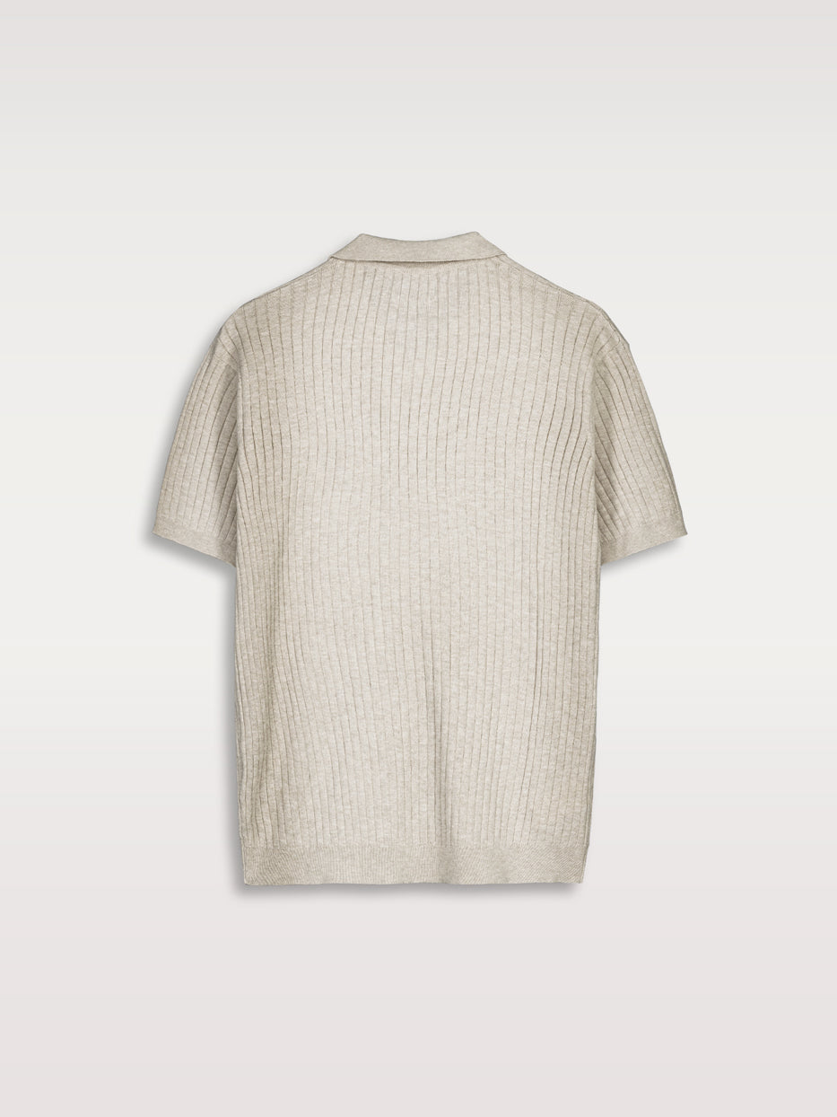 Canal-knit polo shirt with short sleeves