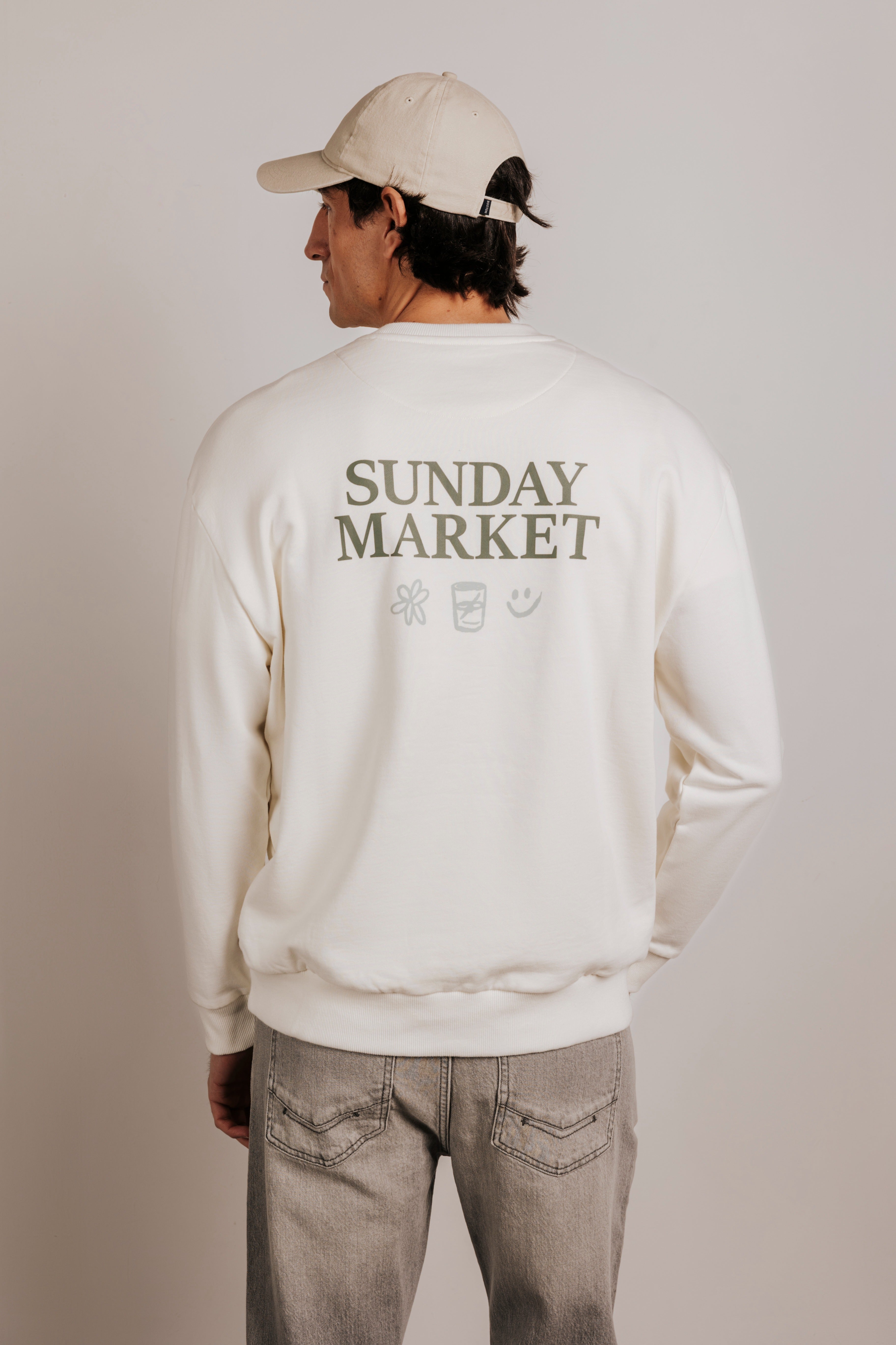 Sudadera oversize gráfica "Sunday market"