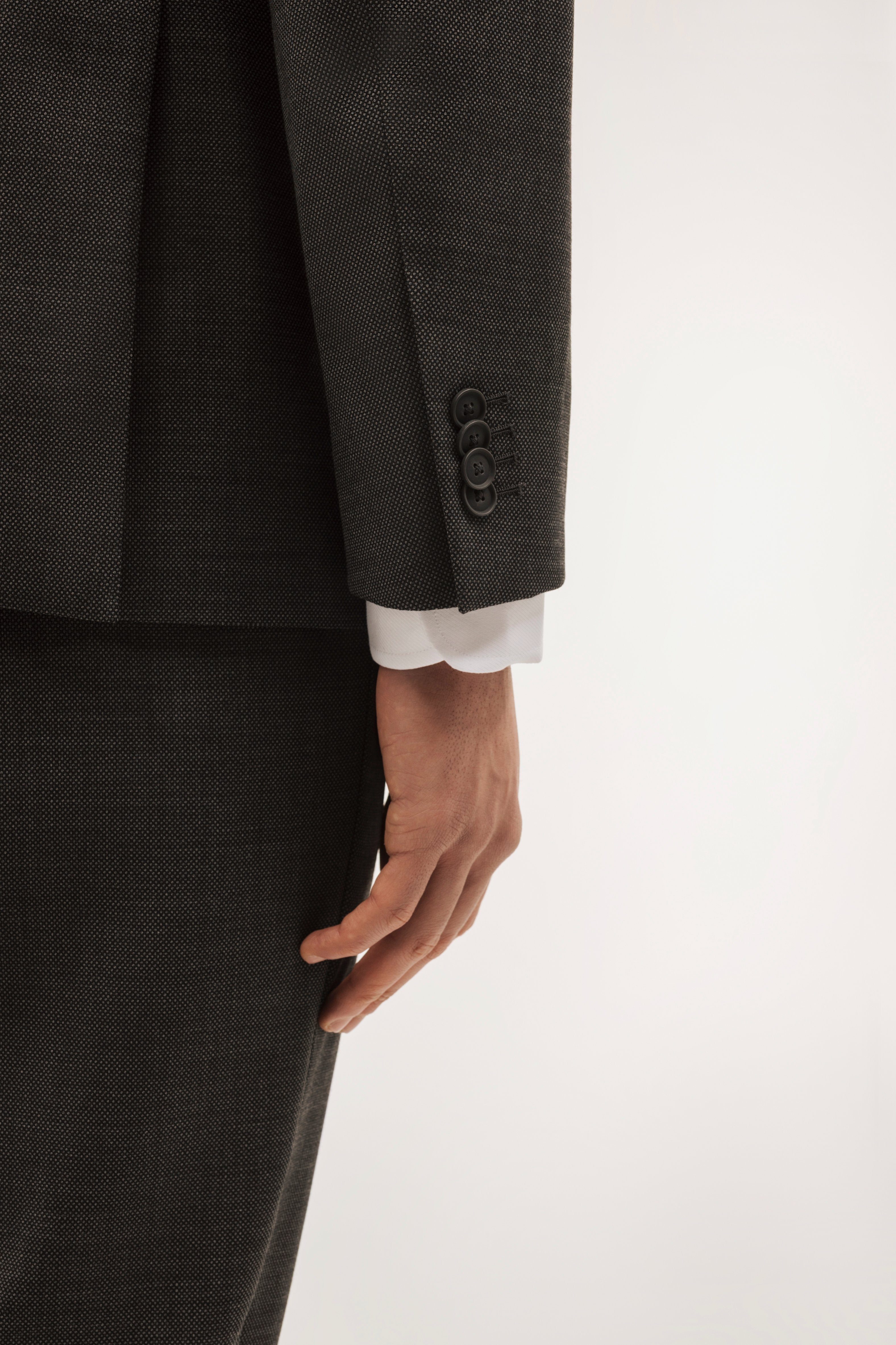 Americana traje lana slim fit falso liso