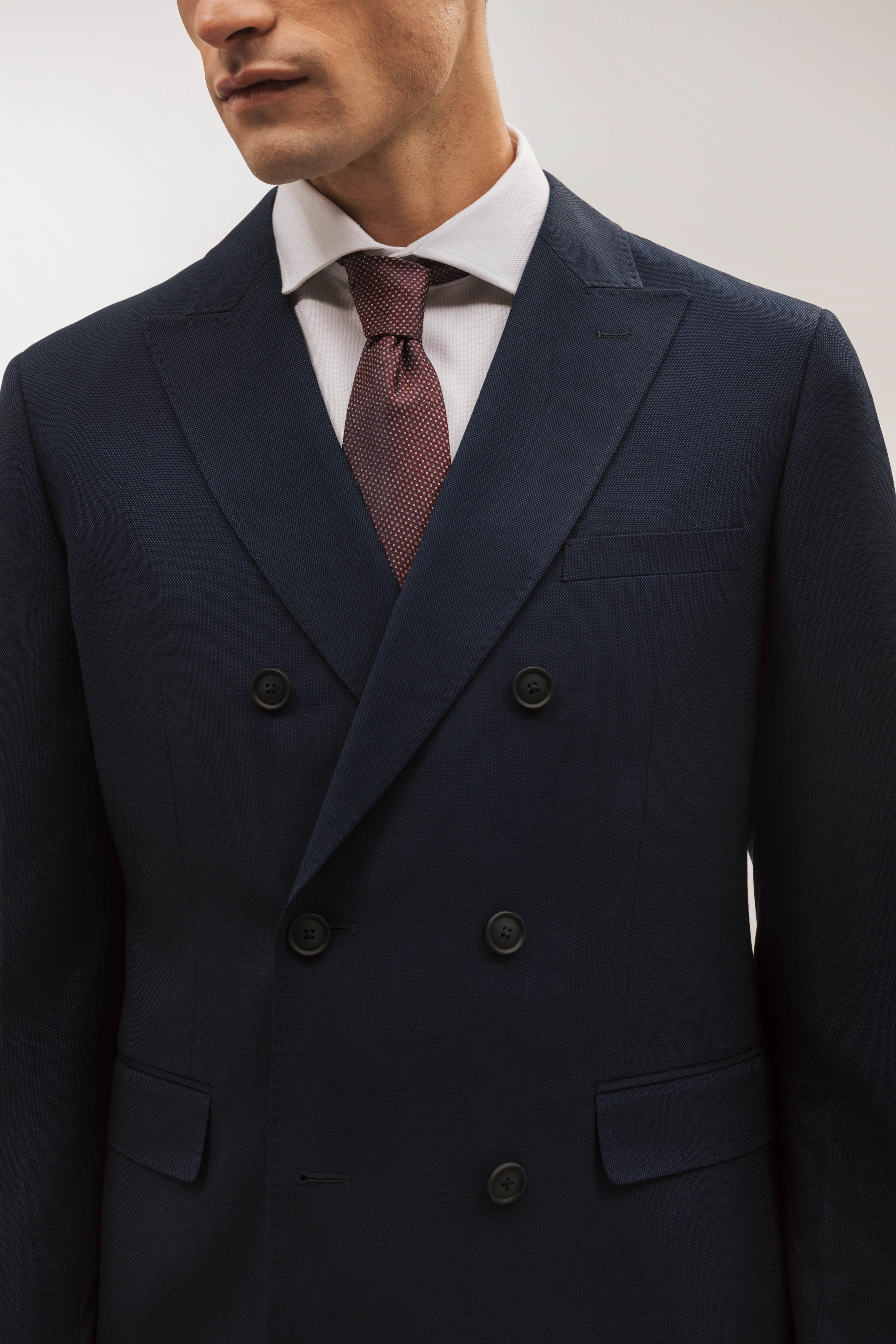 Americana traje cruzada slim fit falso liso