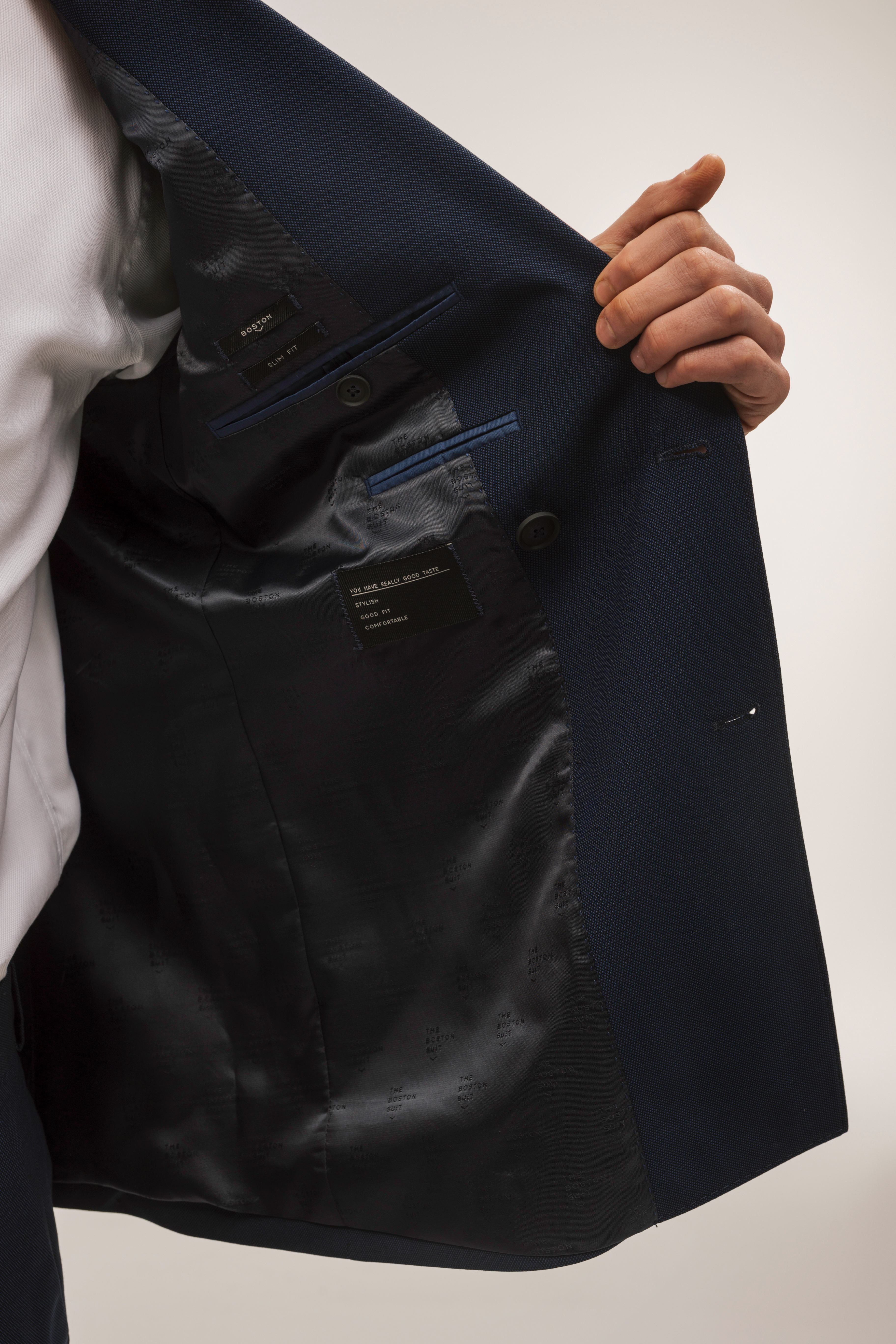 Americana traje cruzada slim fit falso liso