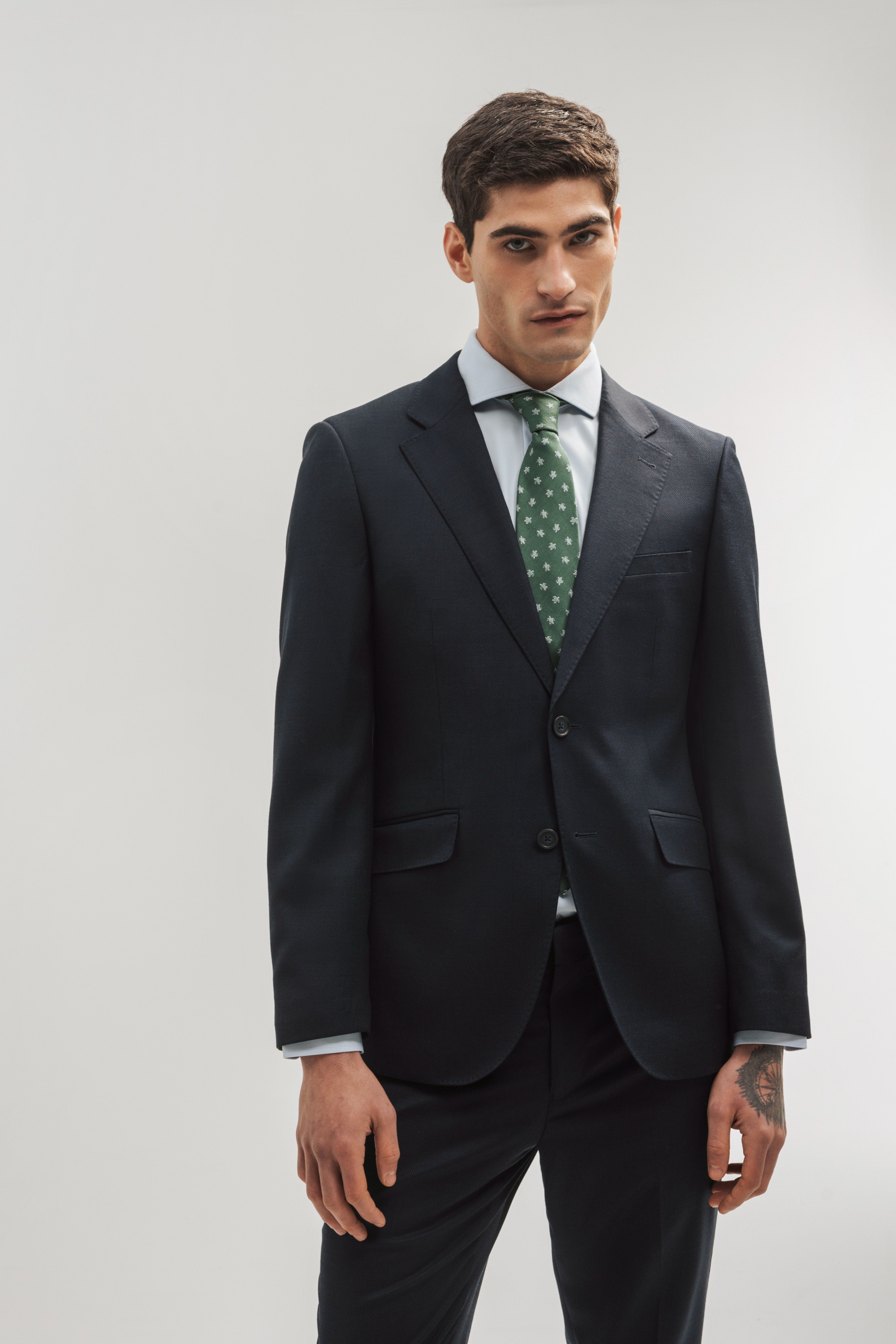 Americana traje lana slim fit falso liso