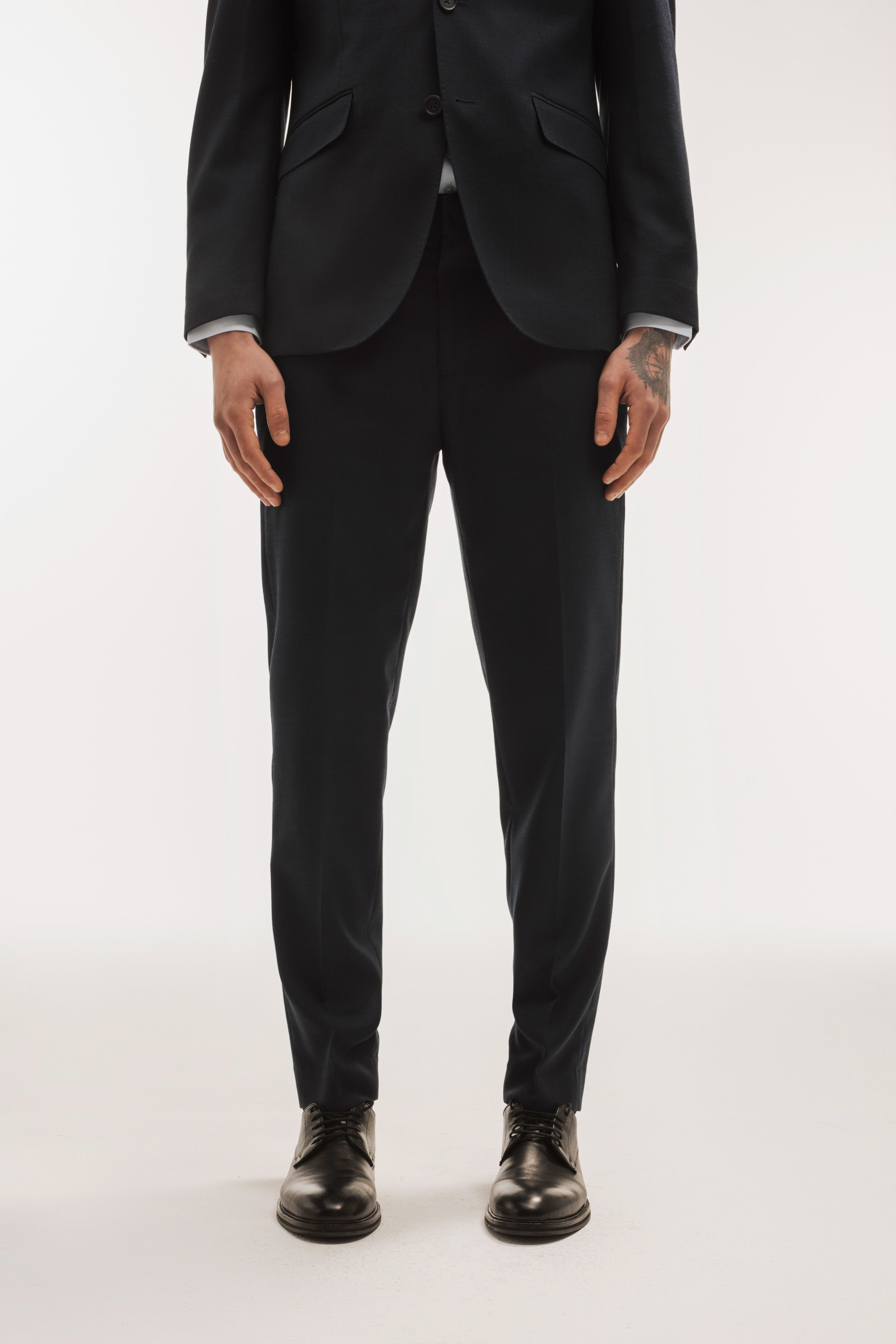 Pantalón traje lana slim fit falso liso