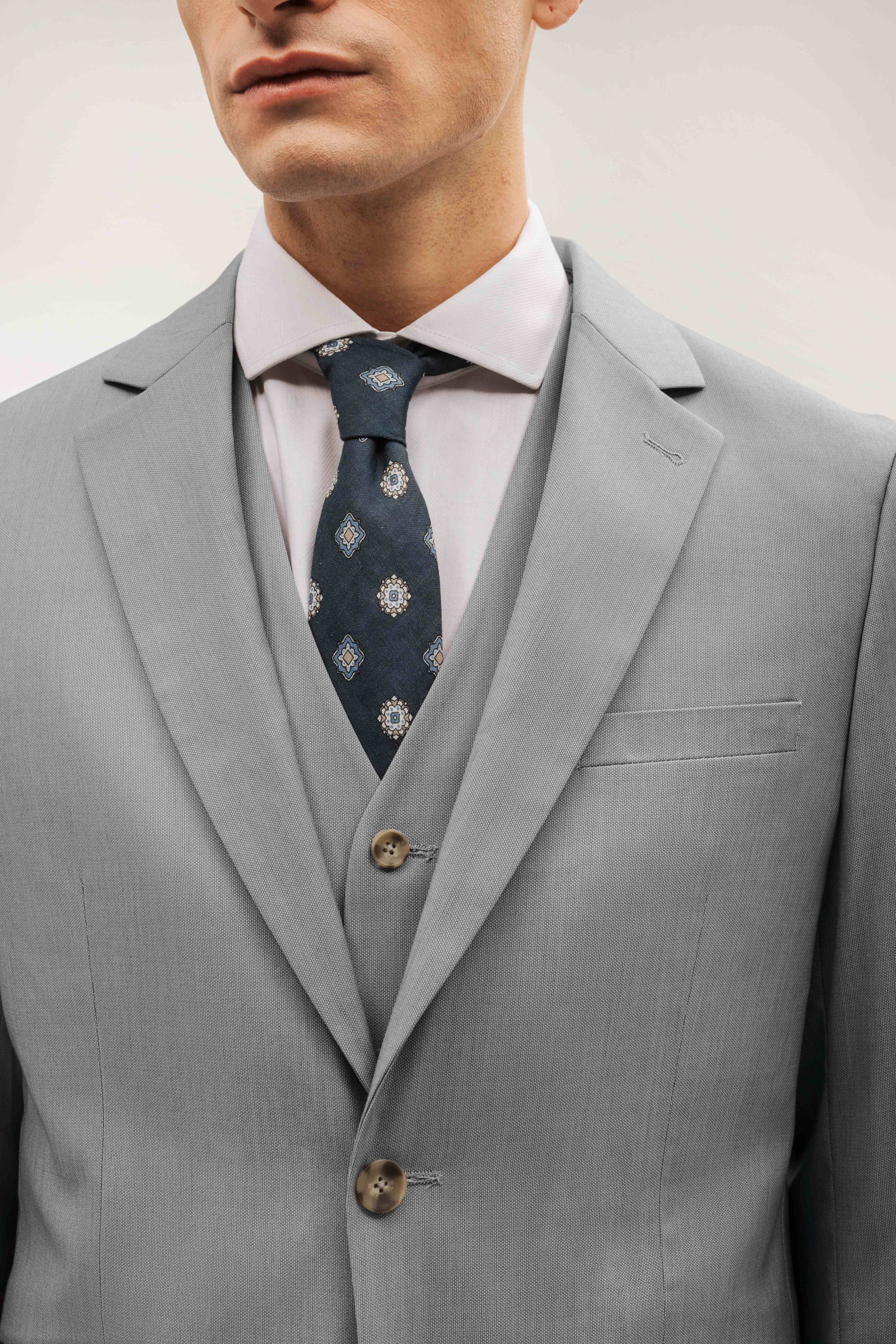 Americana traje slim fit falso liso