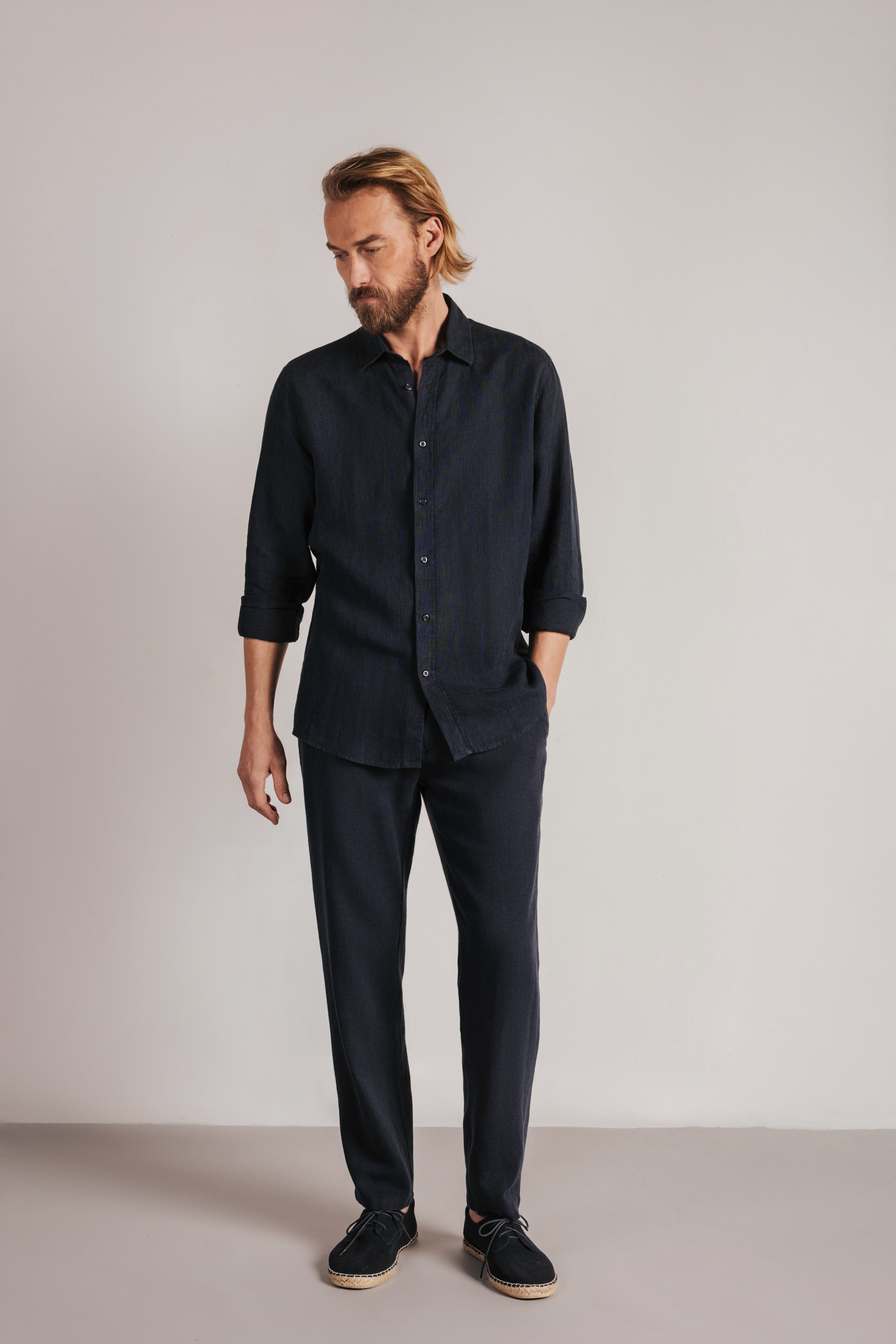 Camisa regular fit 100% lino