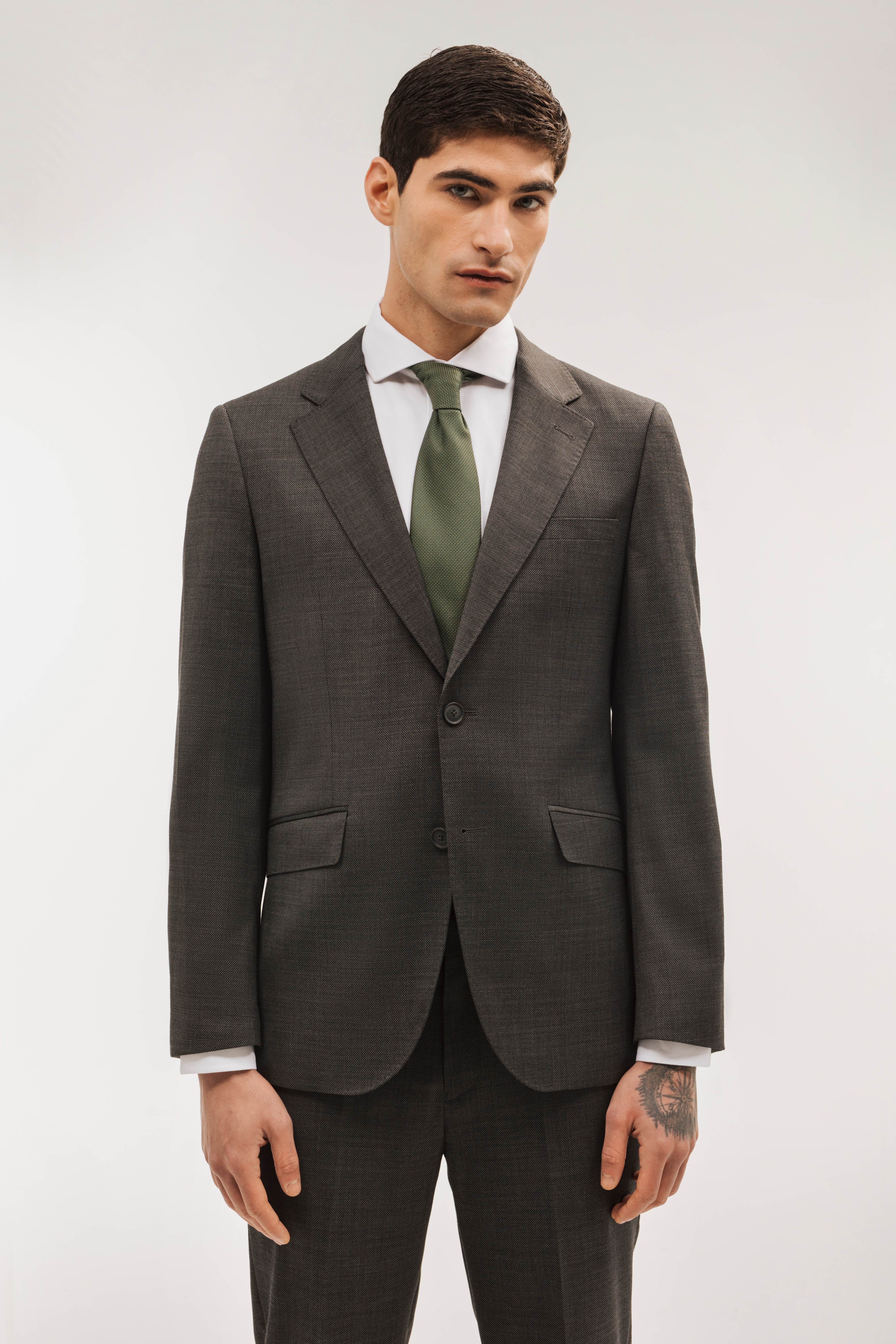 Americana traje lana slim fit falso liso