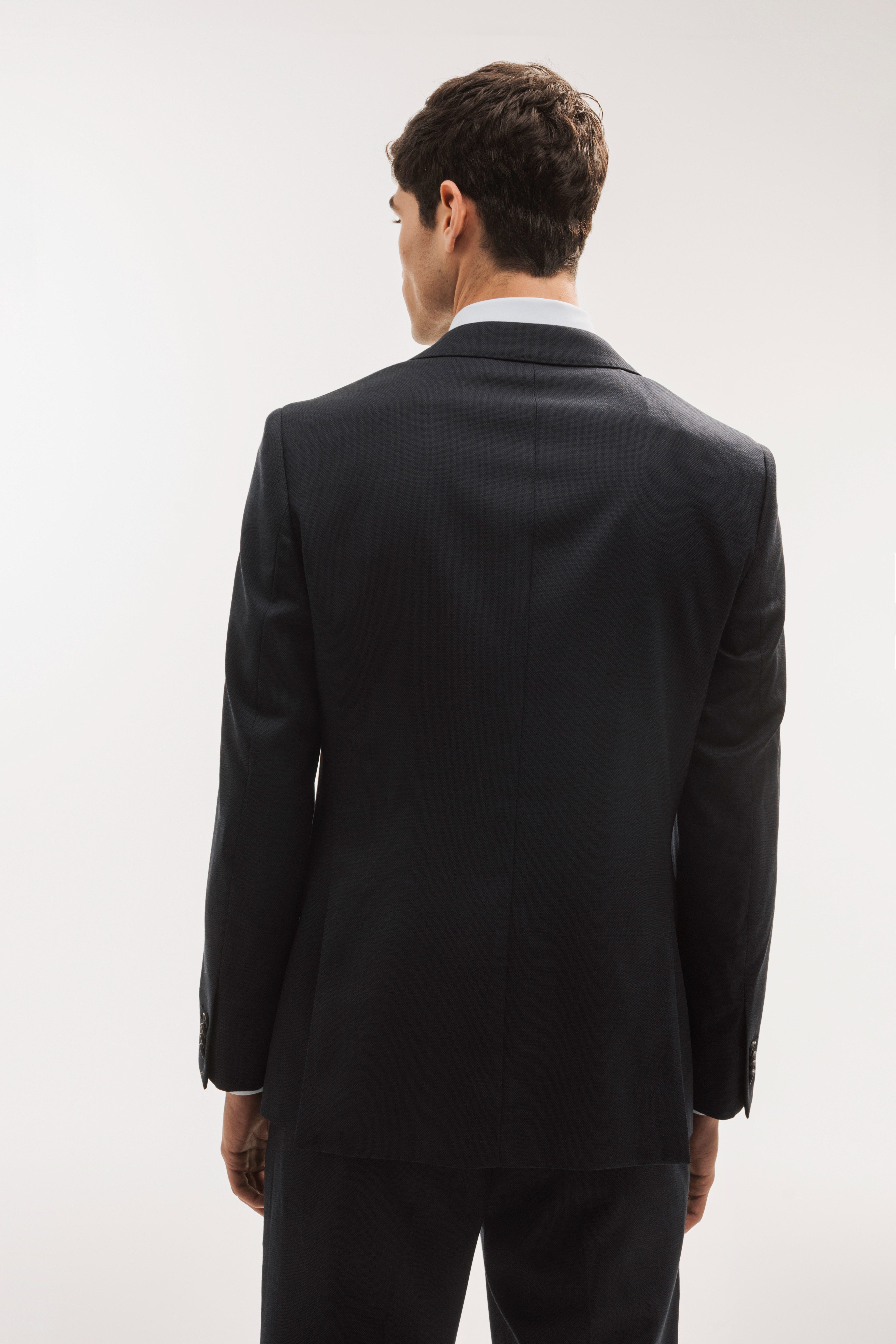 Americana traje lana slim fit falso liso