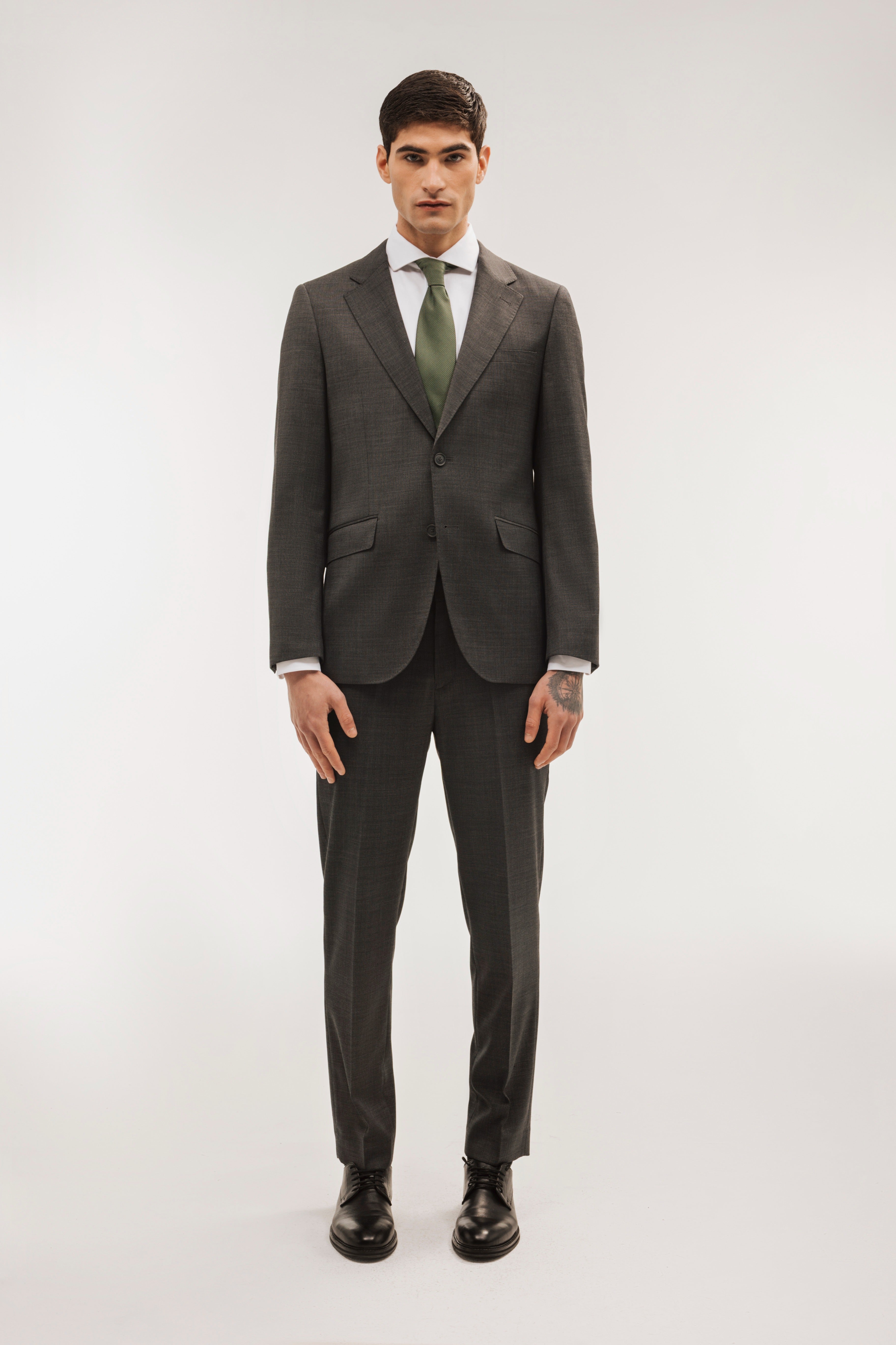 Plain wool fake suit pants