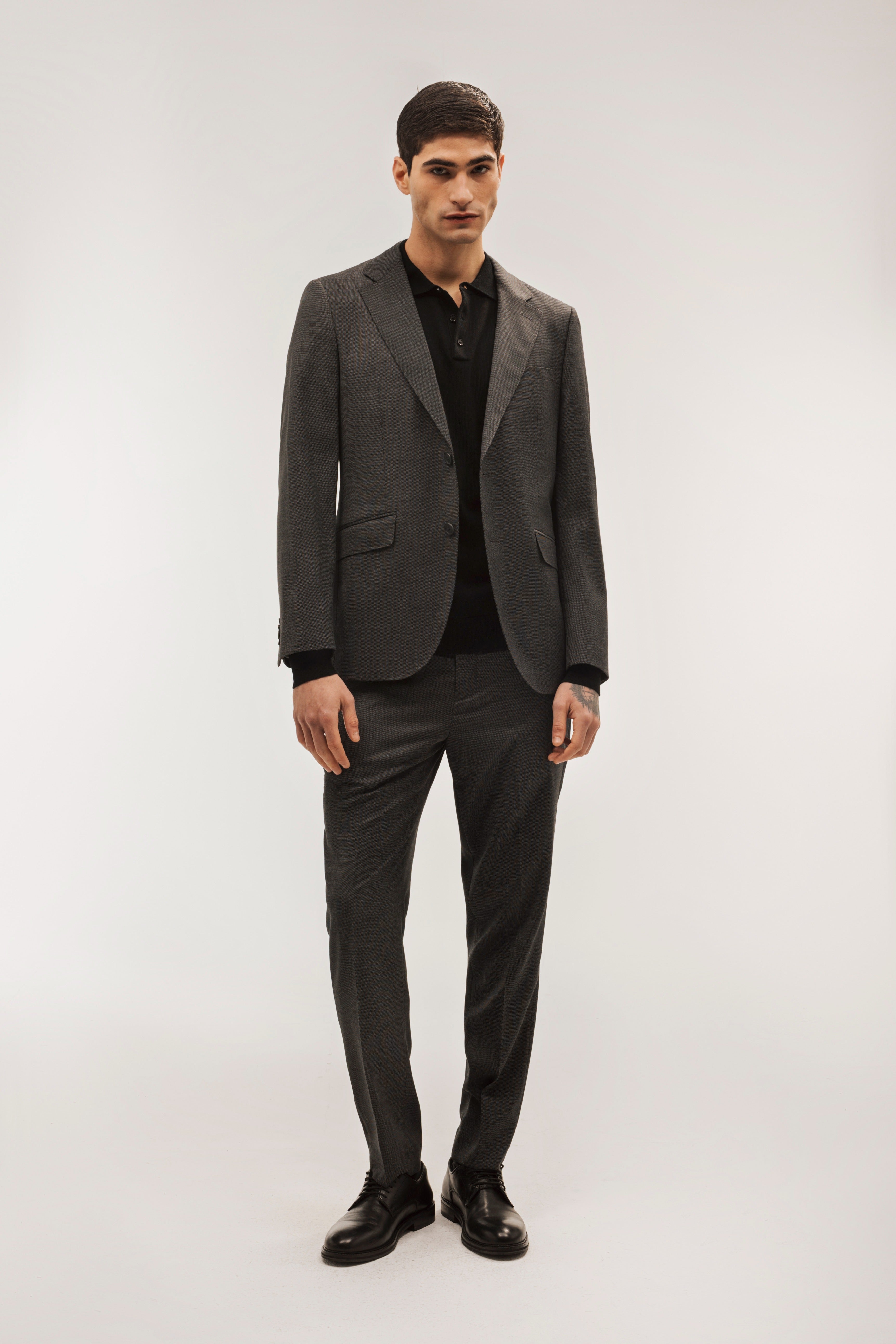 Plain wool fake suit pants