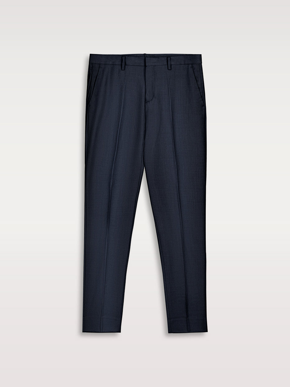 Pantalón traje lana slim fit falso liso