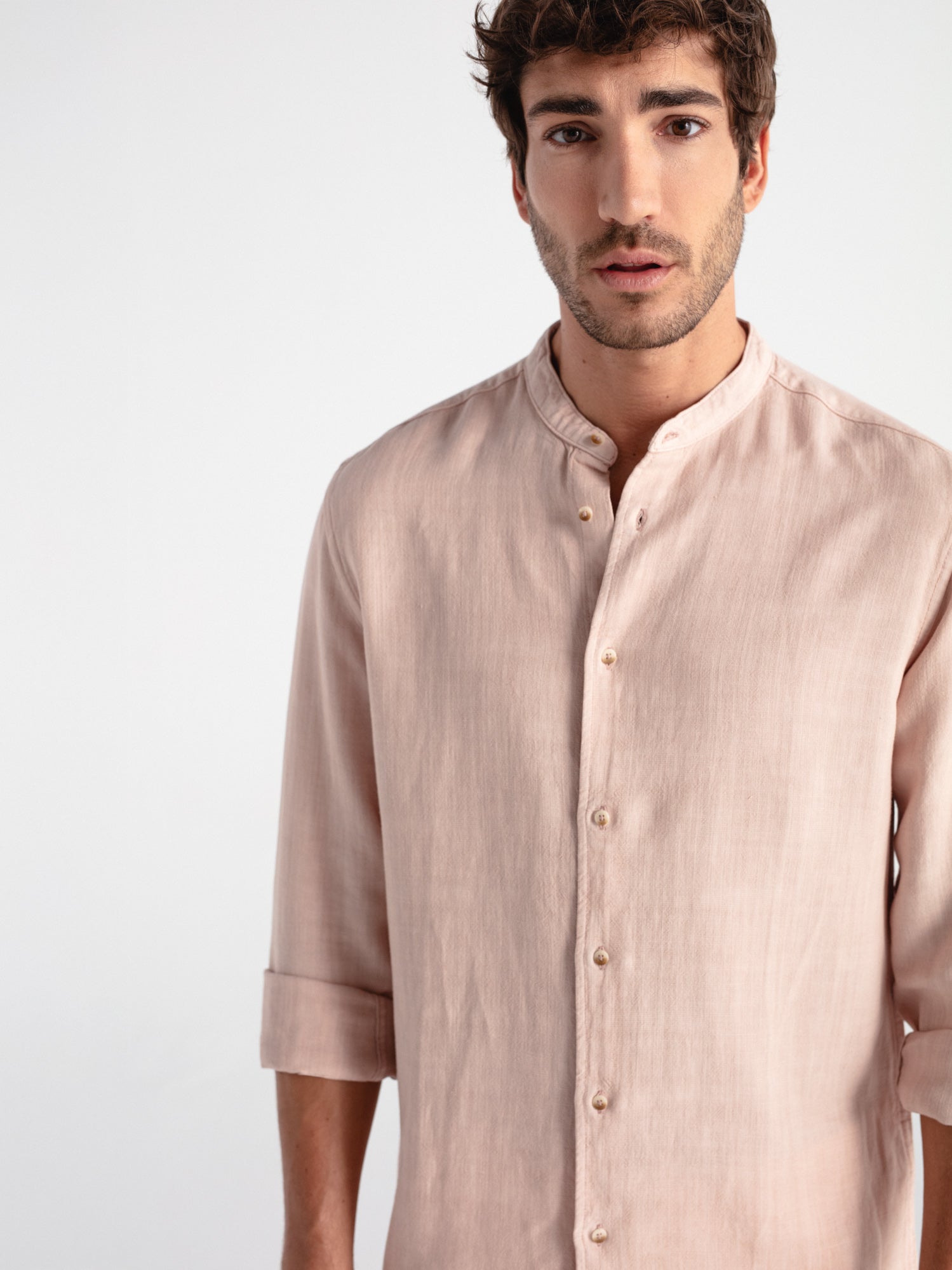 Camisa lino cuello mao