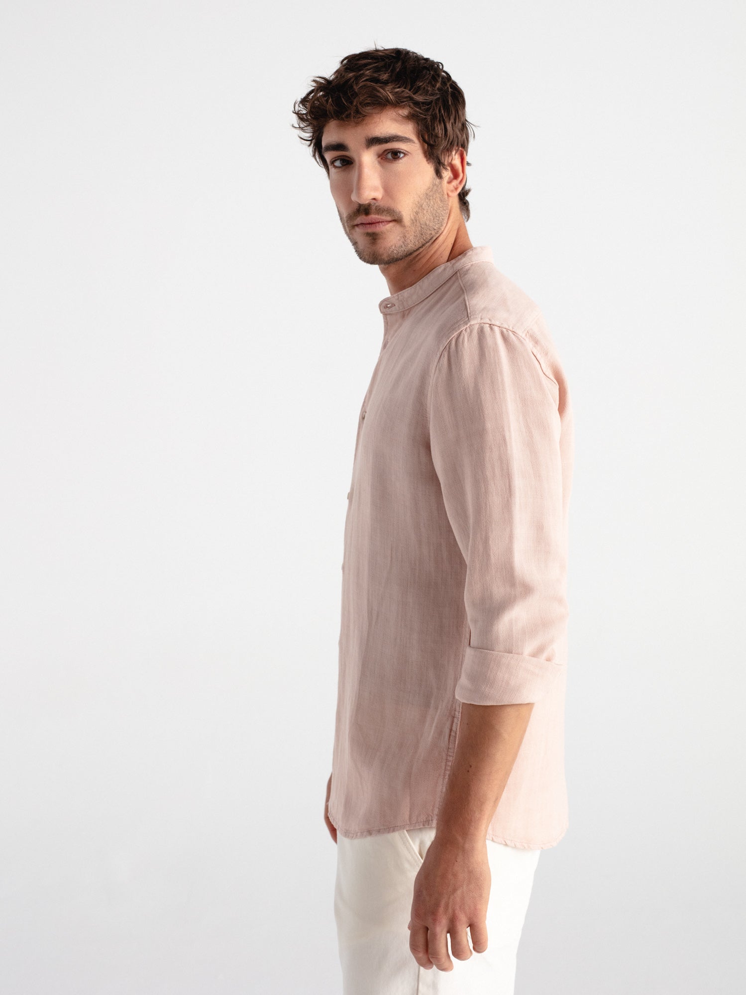 Camisa lino cuello mao