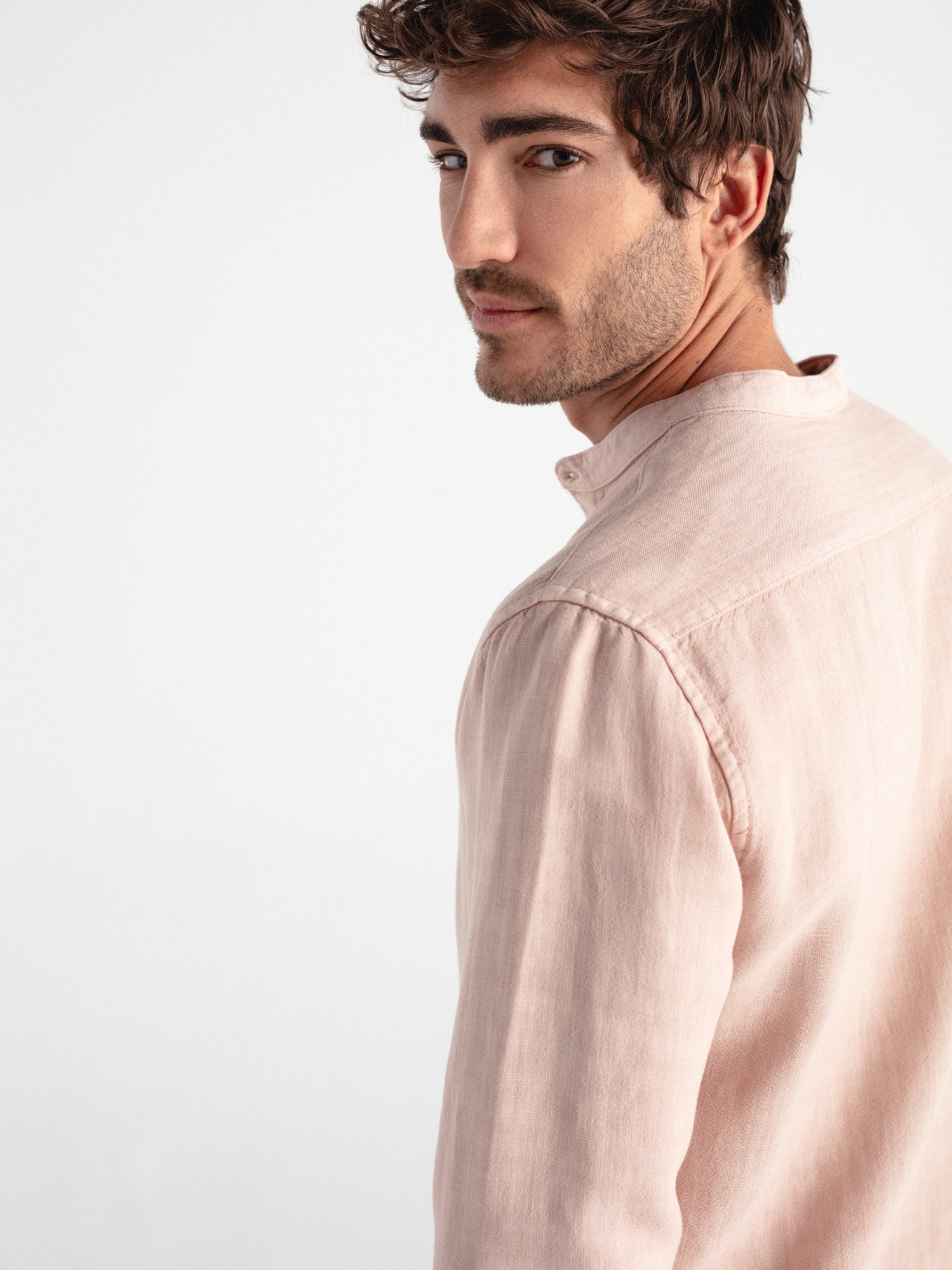 Camisa lino cuello mao