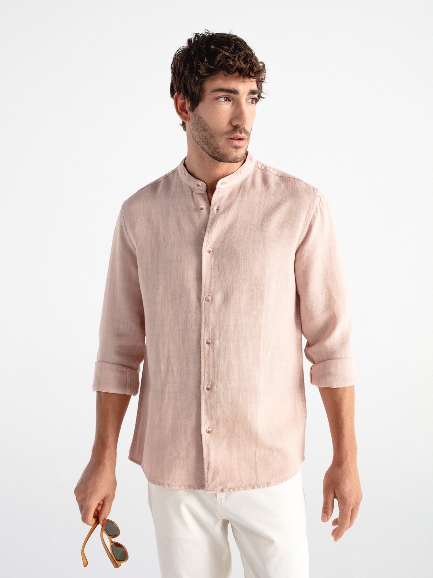 Camisa lino cuello mao