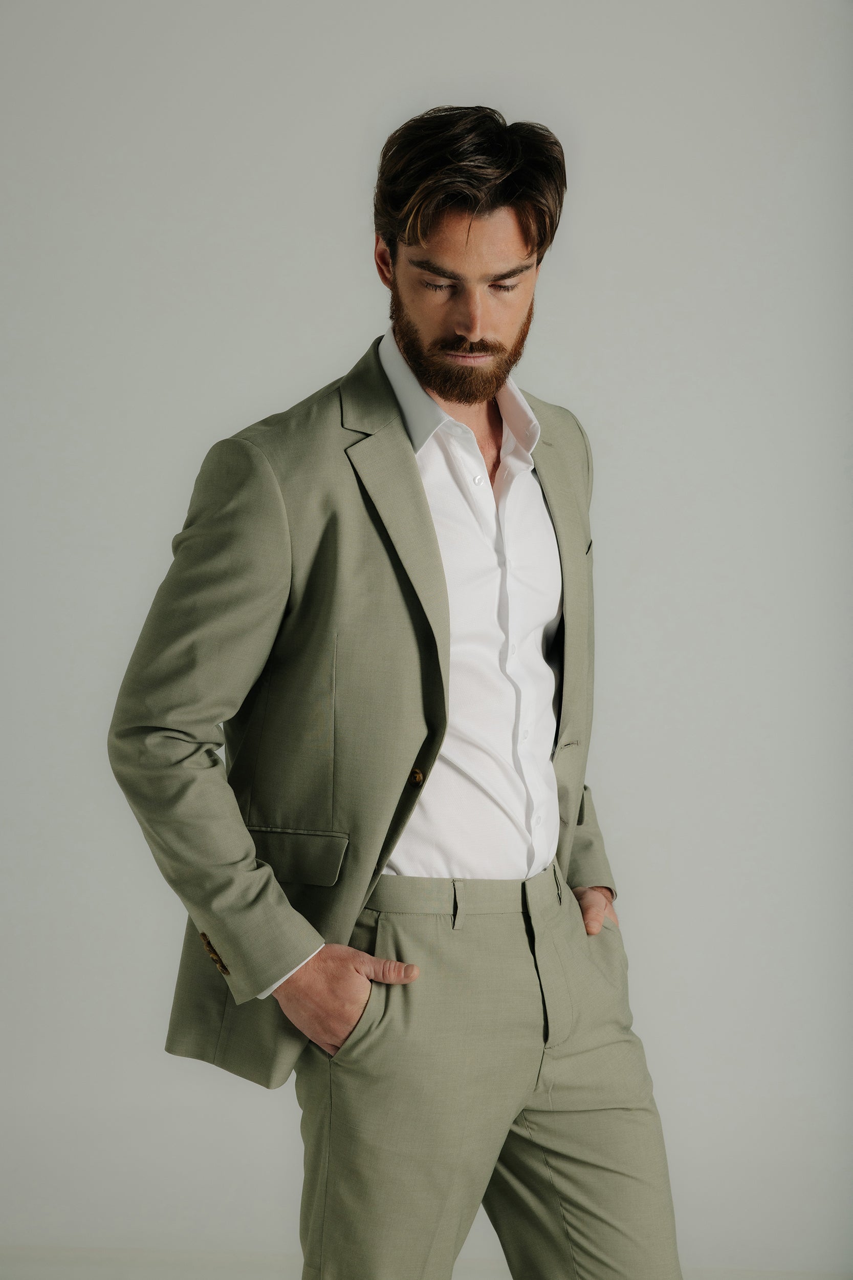 Plain-fronted slim-fit suit trousers